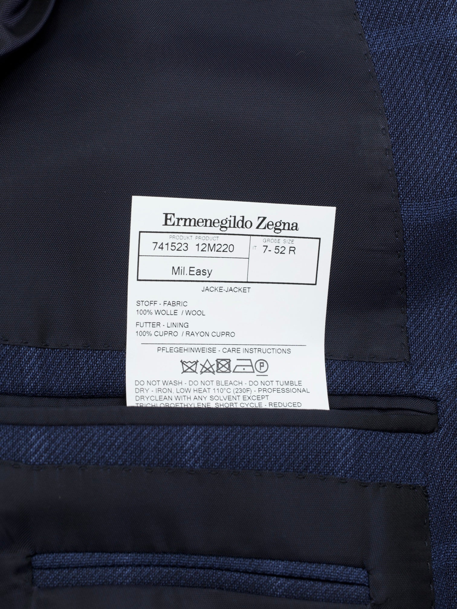 Ermenegildo Zegna Royal Blue Lightweight-Wool Windowpane Milano Easy Jacket