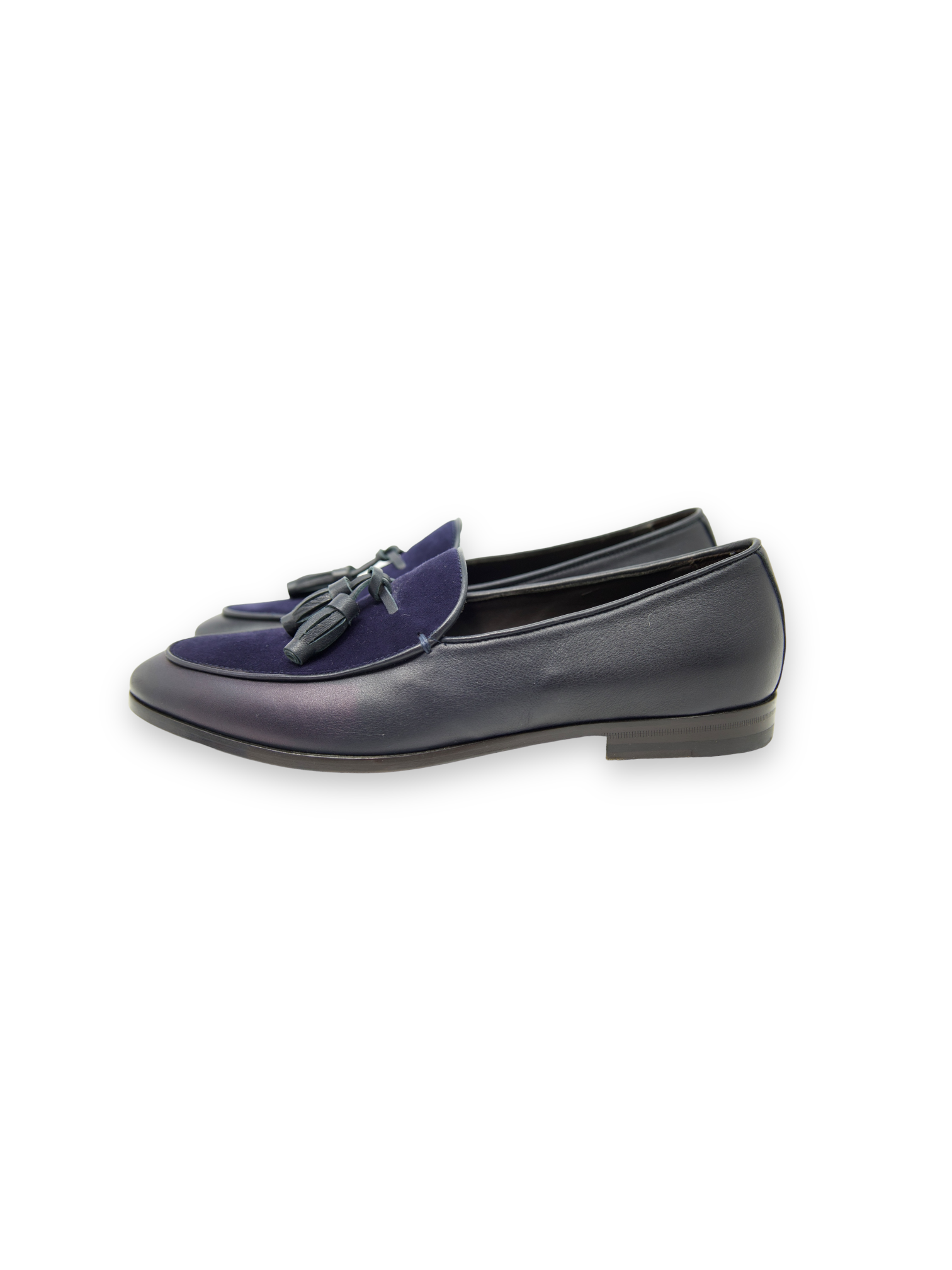 Canali Navy Calfskin & Velvet Tassel Loafer