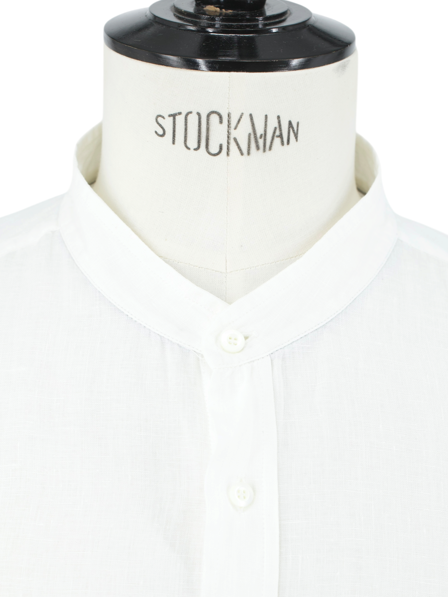 Brunello Cucinelli White Linen Mandarin-Collar Shirt