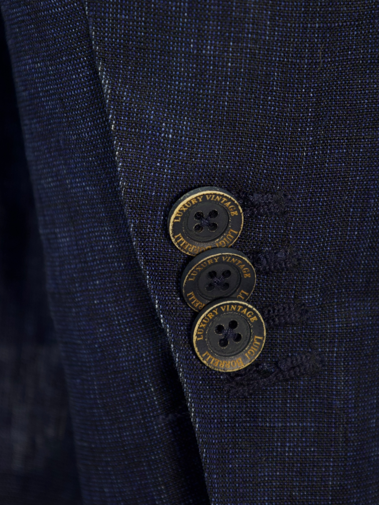 Luigi Borrelli Vintage Indigo Blue Linen Safari Jacket