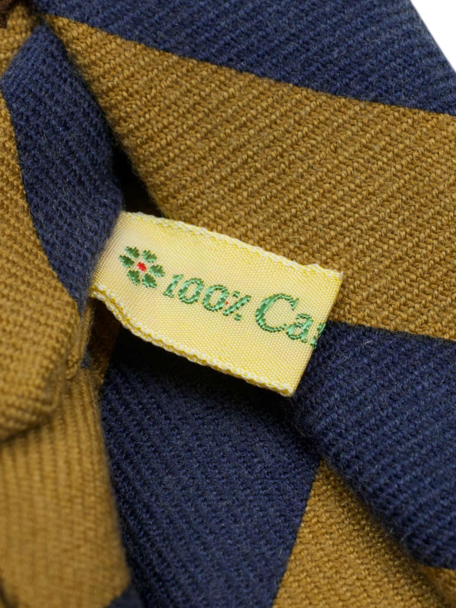 Kiton 5-Fold Mocca Brown & Navy Pure Cashmere Striped Tie