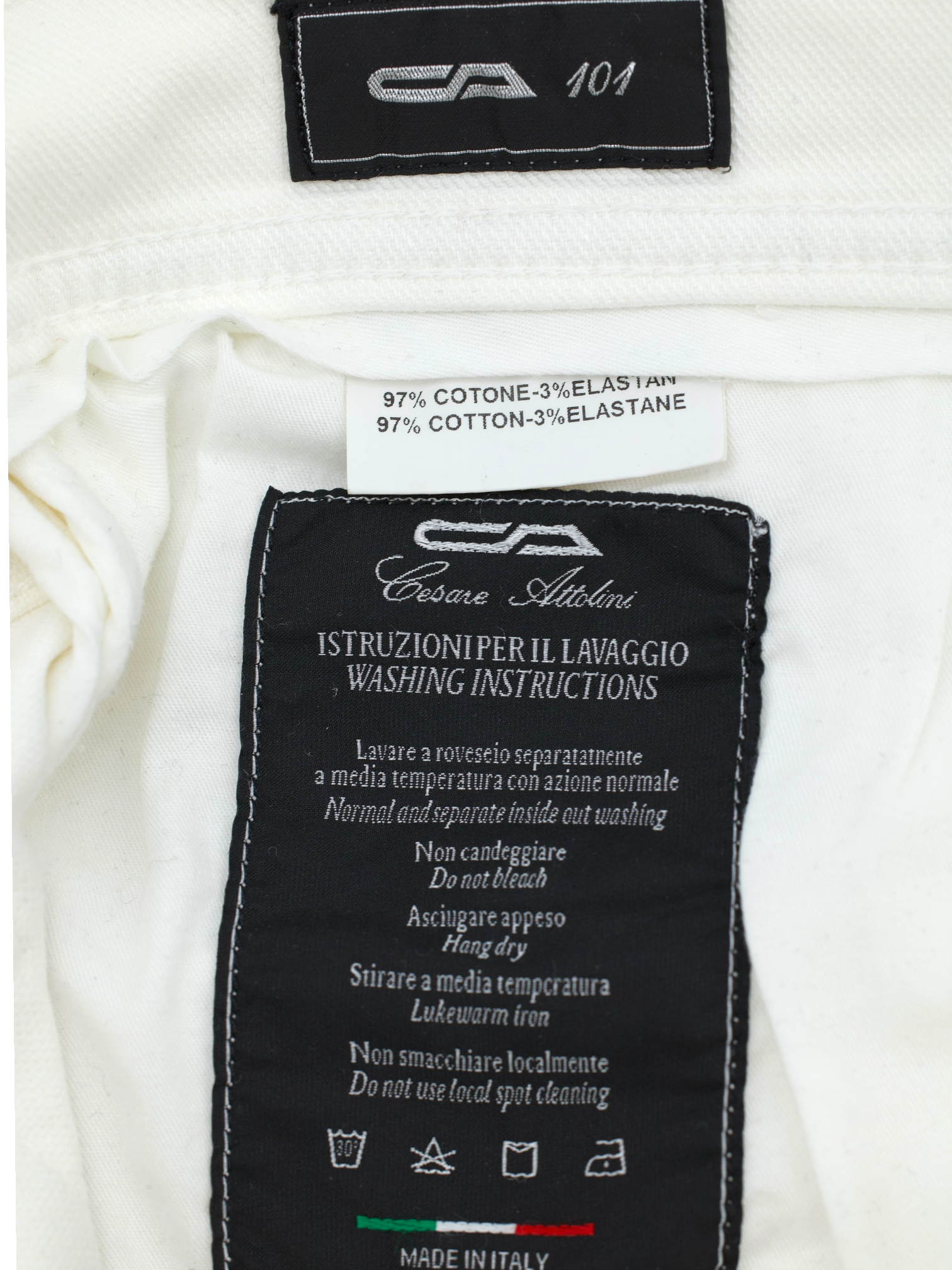 Cesare Attolini White Cotton-Stretch Twill 5-Pocket 101 Jeans
