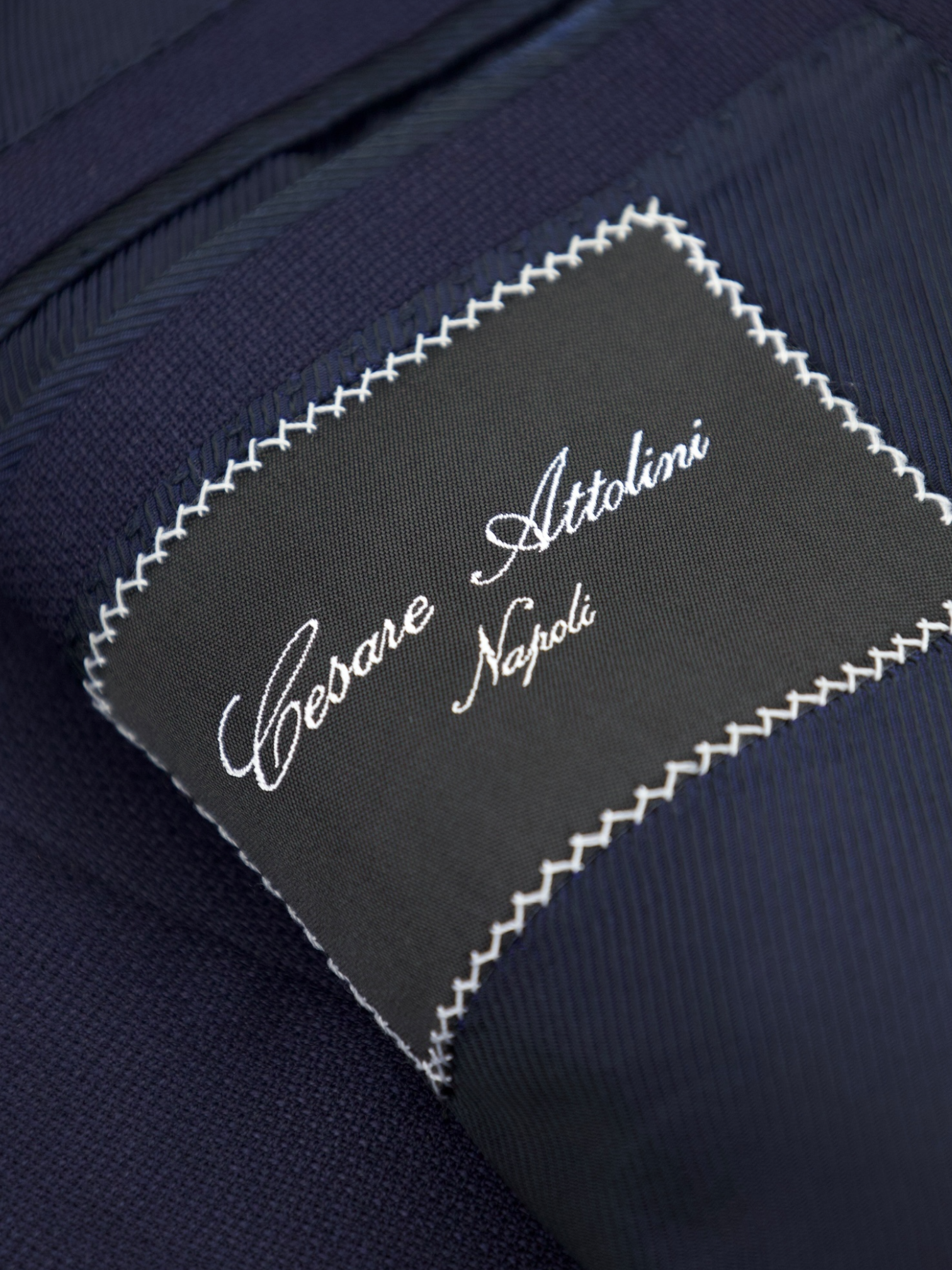 Cesare Attolini Navy Hopsack Wool Jacket