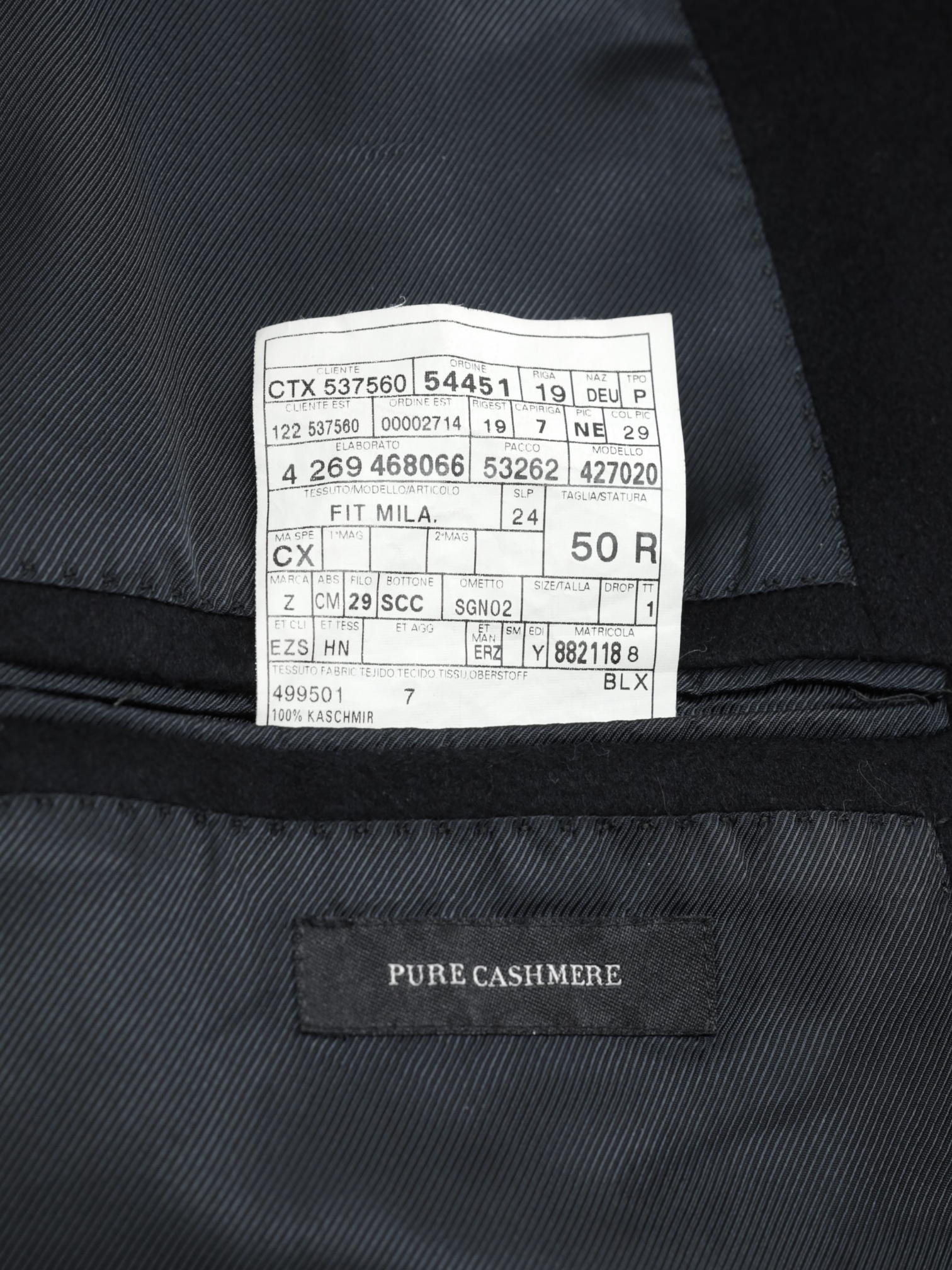 Ermenegildo Zegna Black Pure Cashmere Milanese Overcoat