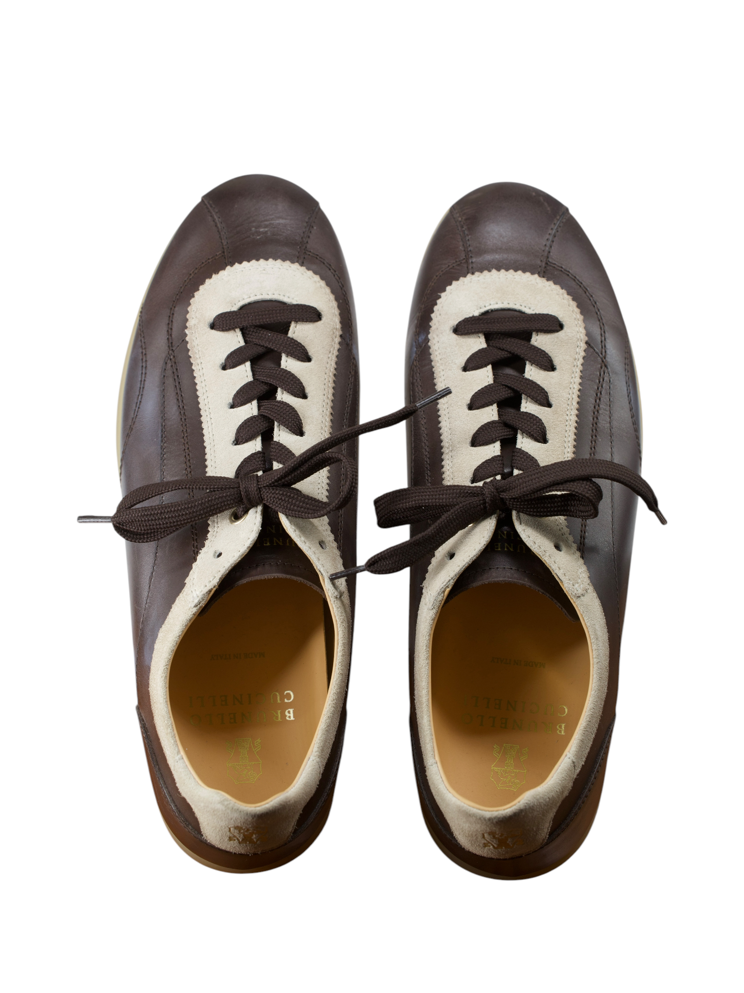 Brunello Cucinelli Dark Brown Leather Tennis-Style Sneakers