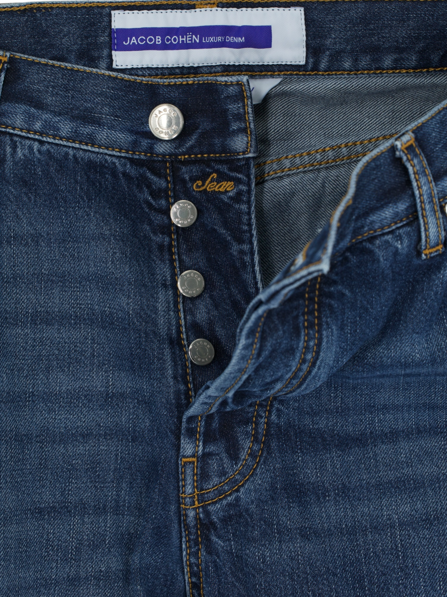 Jacob Cohen Indigo Blue Cotton-Stretch Twill Sean Jeans