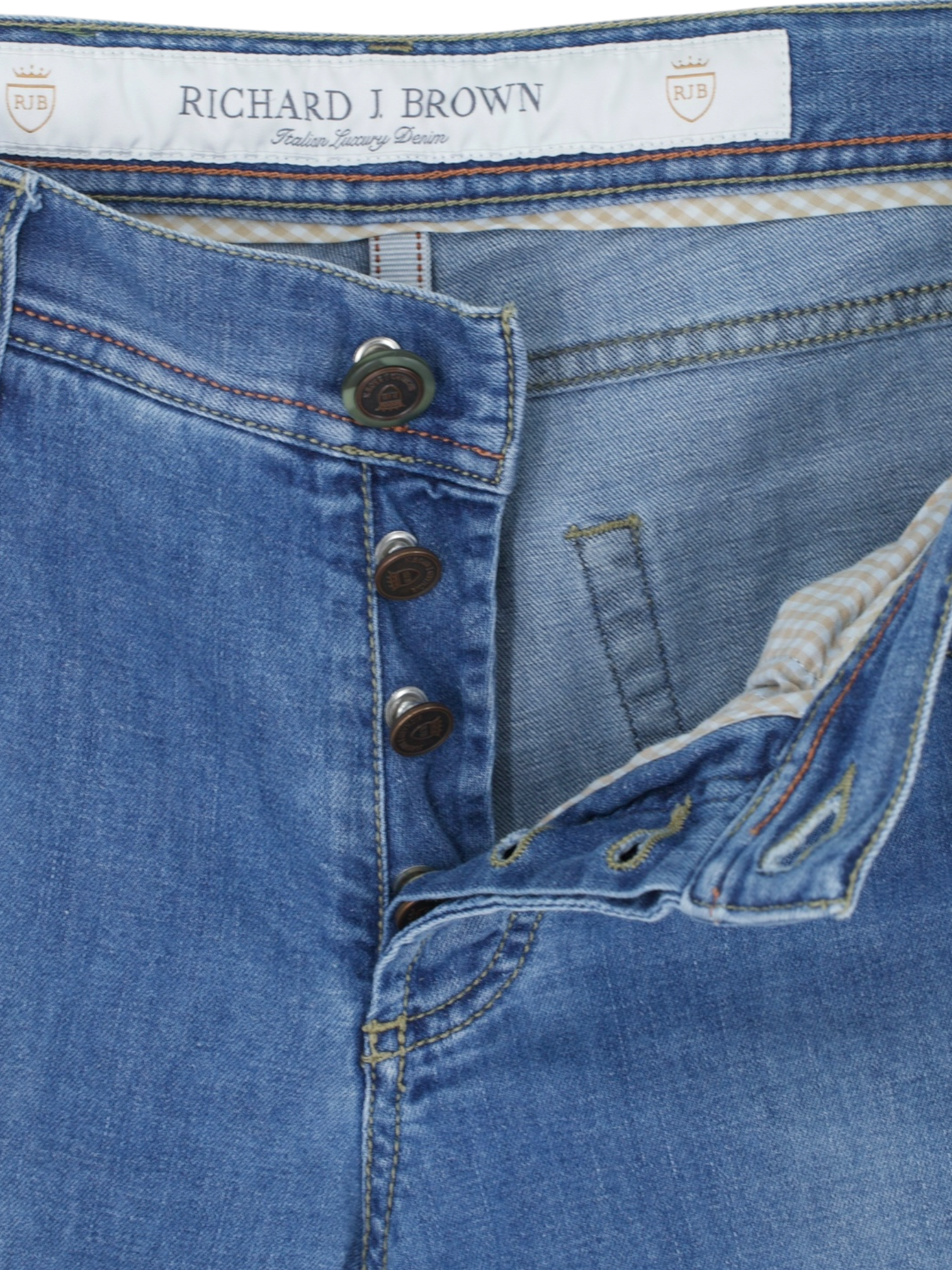 Richard J. Brown Light Blue Cotton, Linen & Stretch "Tokyo-S" Jeans