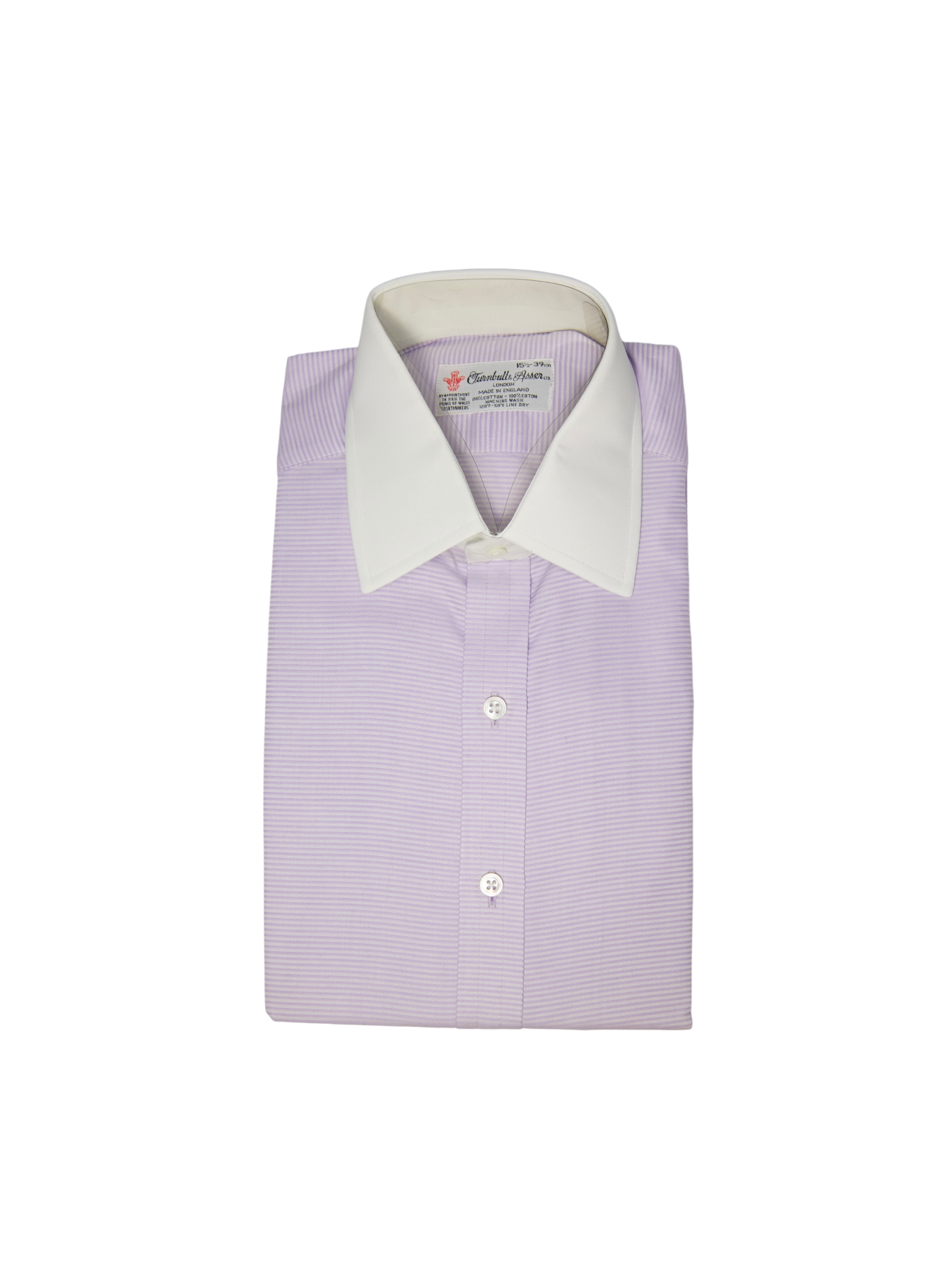 turnbull and asser dress shirts Turnbull & Asser Lavender Contrast Collar Horizontal-Stripe Shirt