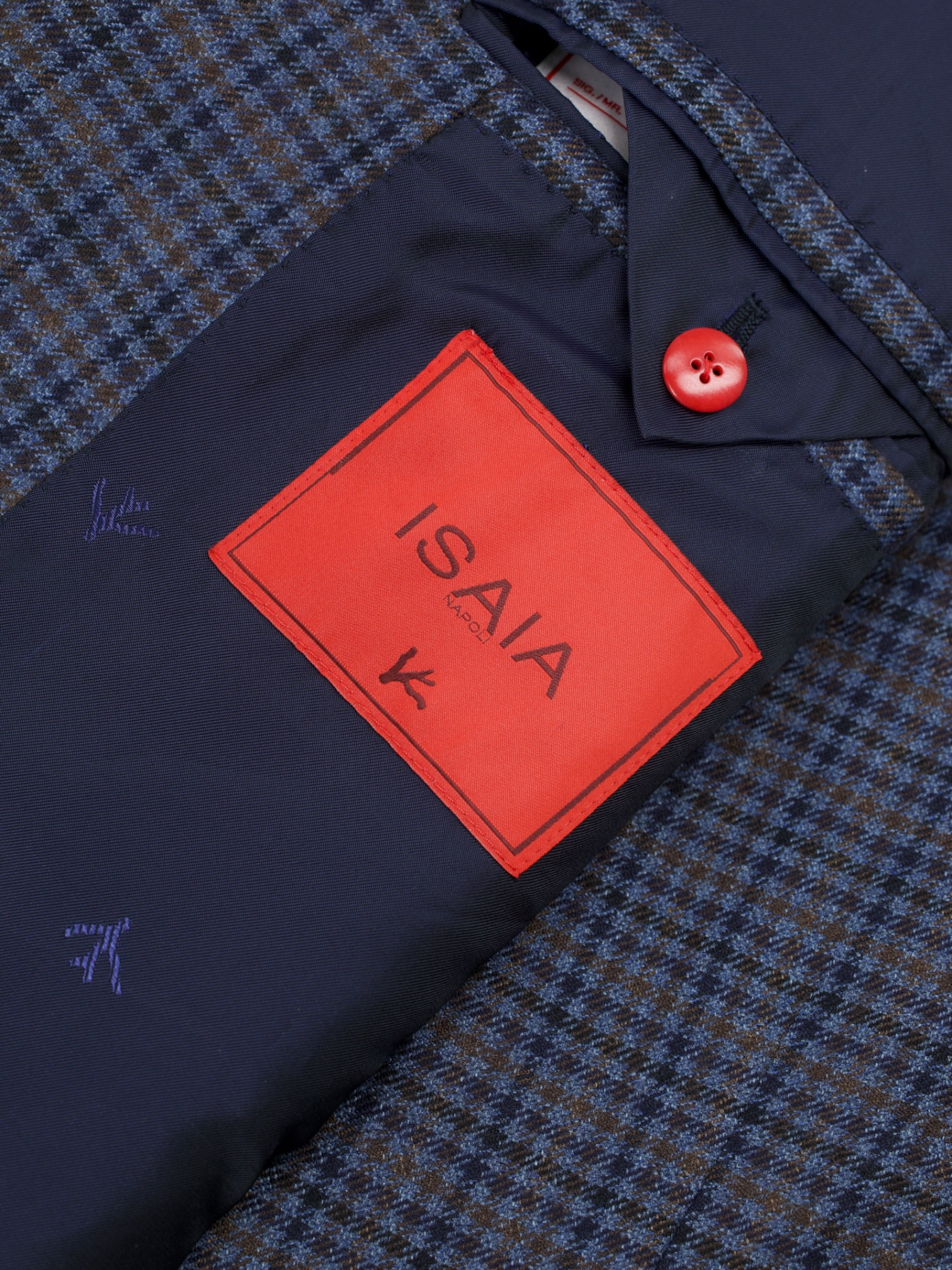 Isaia Dark Blue & Brown Pure-Cashmere Gingham Check Jacket
