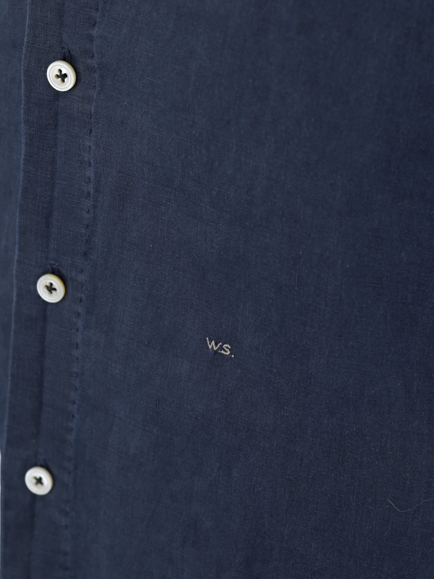 Finamore Dark Blue Pure Linen Button-Down Shirt
