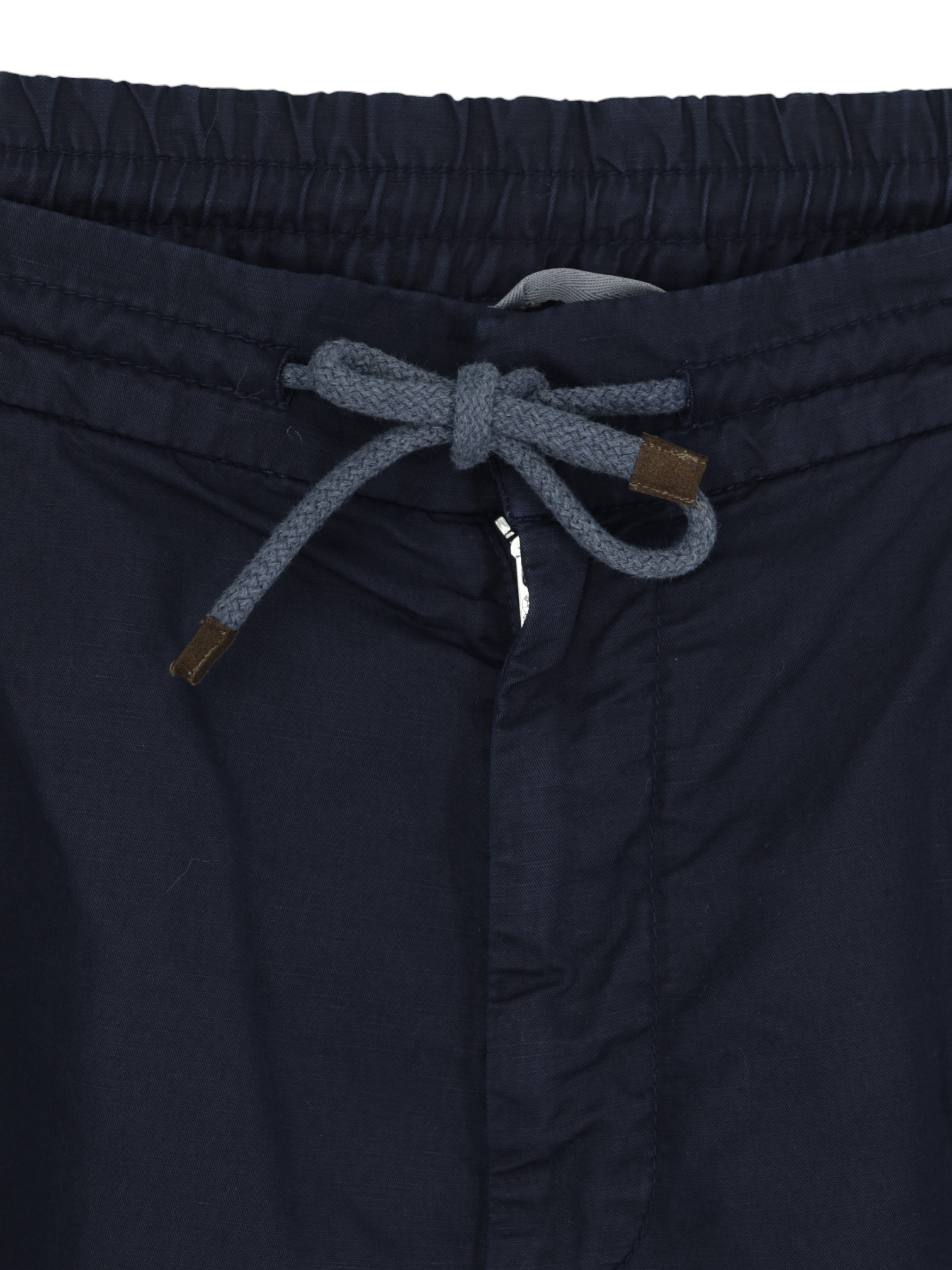 Brunello Cucinelli Navy Linen & Cotton Drawstring Trousers