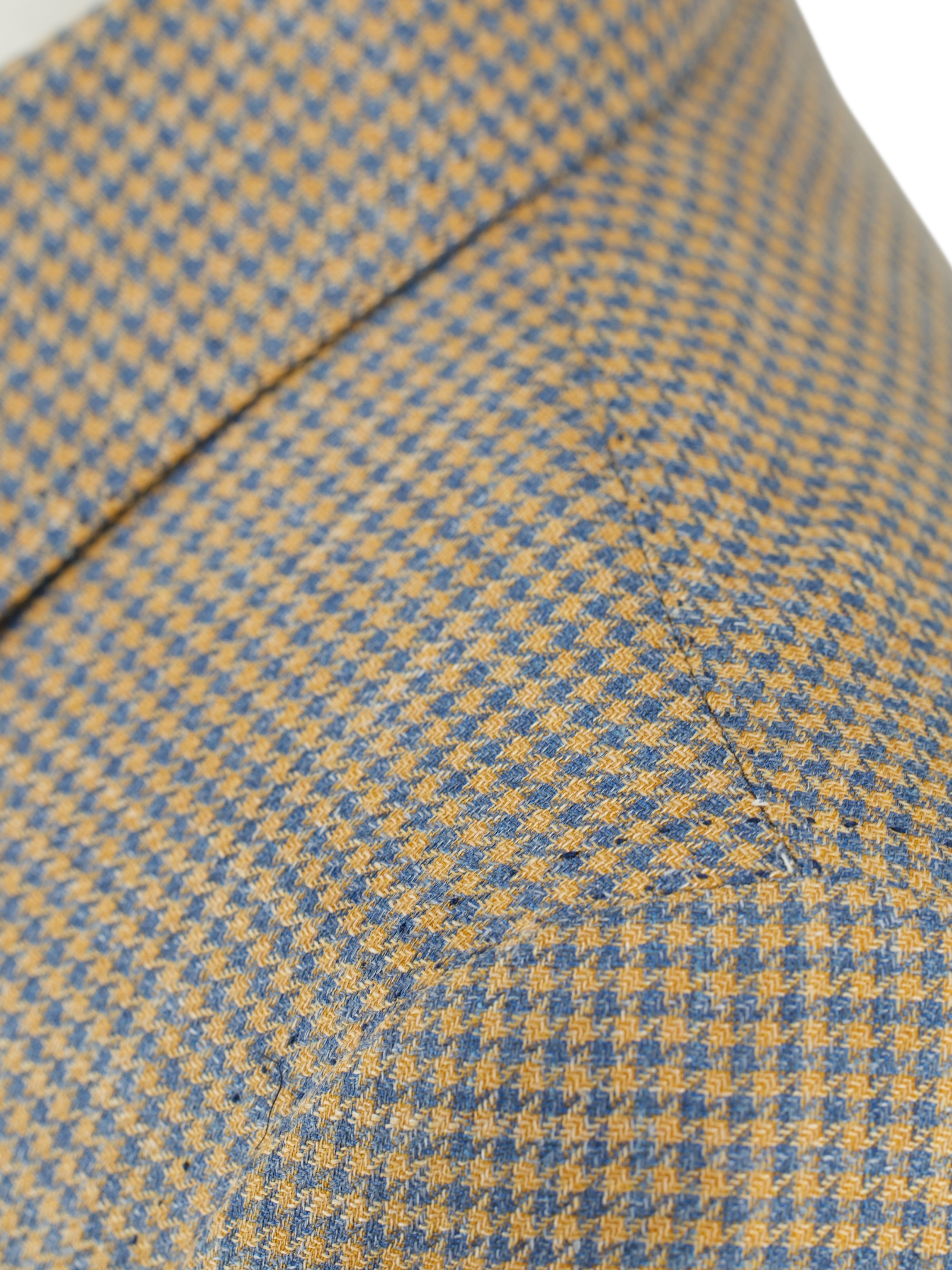 Cesare Attolini Sunset Orange & Chambray Blue Wool, Silk & Linen Pied de Poule Safari-Overshirt