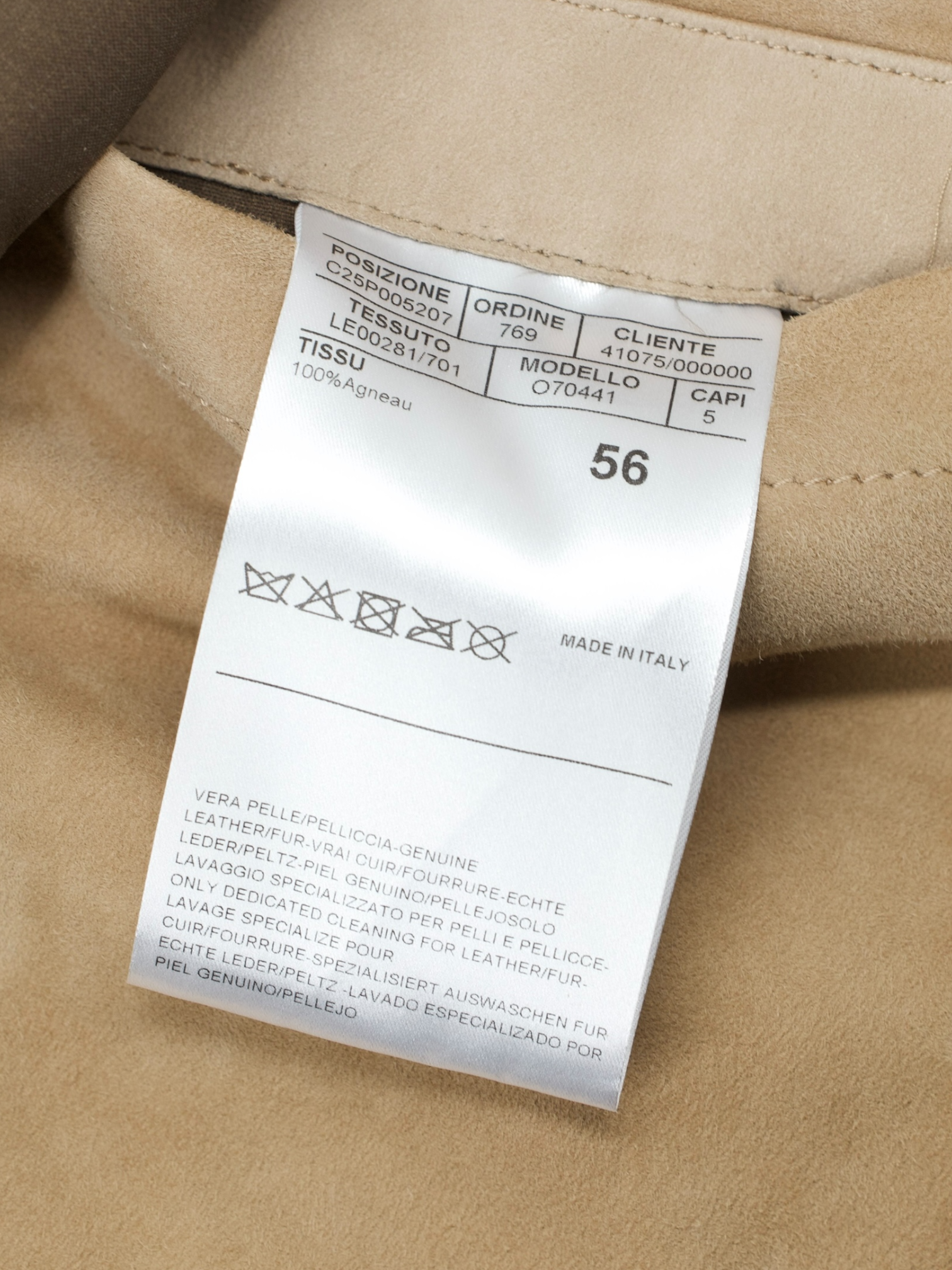 Canali Beige Lambskin-Suède Cuban-Collar Coat