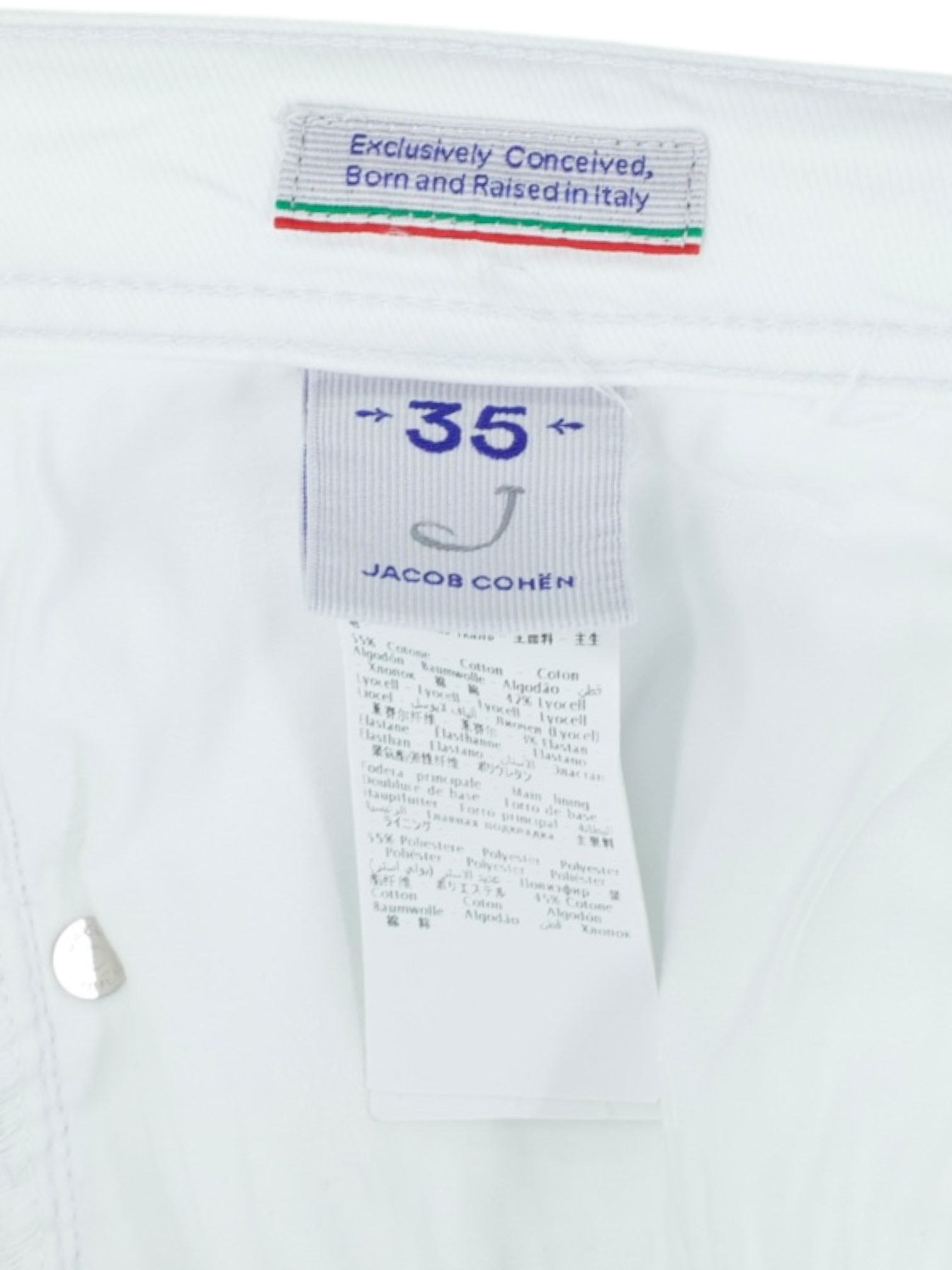 Jacob Cohen White Cotton, Lycocell & Stretch 5-Pocket Jeans