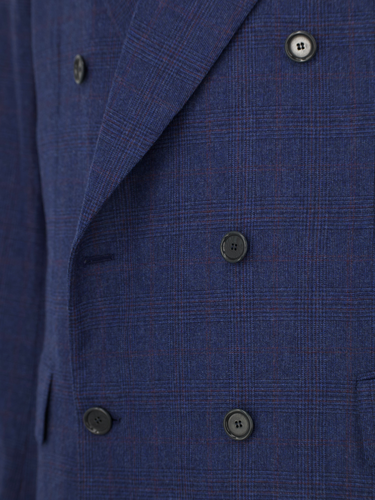 Cesare Attolini Blue & Red Super 170's & Cashmere Double Breasted Glenplaid Suit
