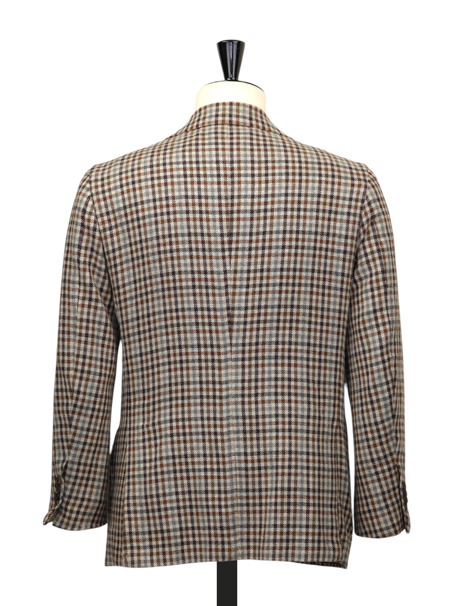 Orazio Luciano Light Brown & Blue Pure Camel Gingham-Check Jacket