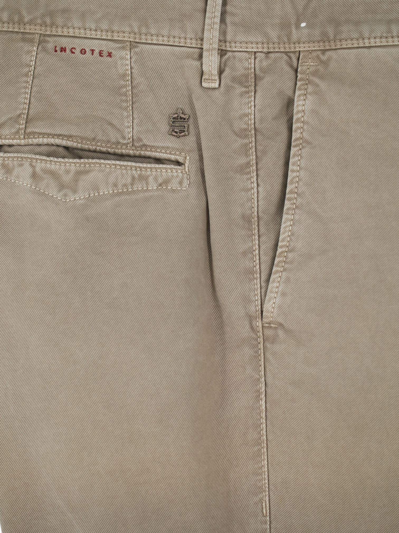 Incotex Khaki Cotton Twill Slim Fit Chino