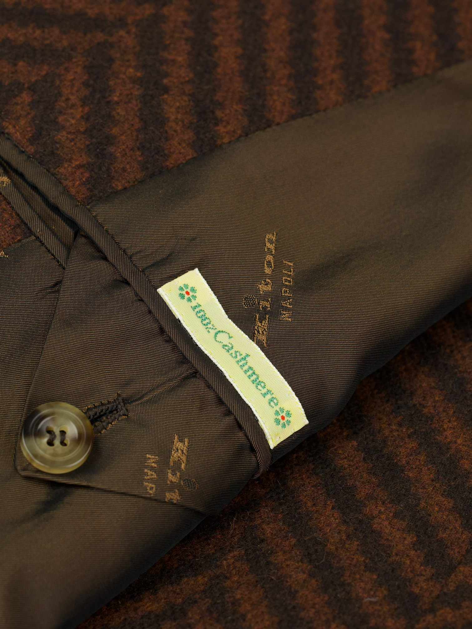 Kiton Castagne Brown Pure Cashmere Zig-Zag Jacket