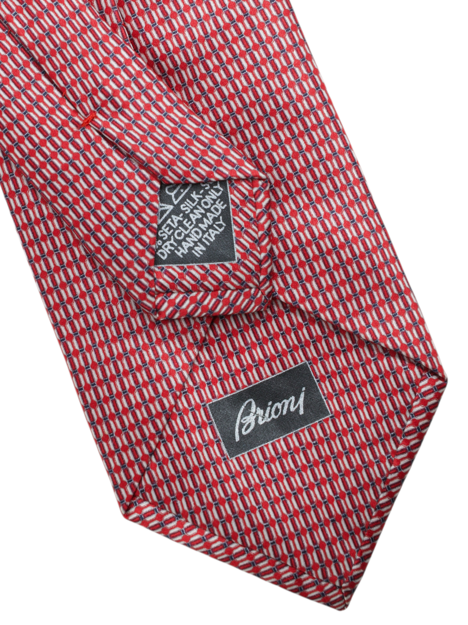 Brioni Red & Navy Silk Chain-Pattern Tie