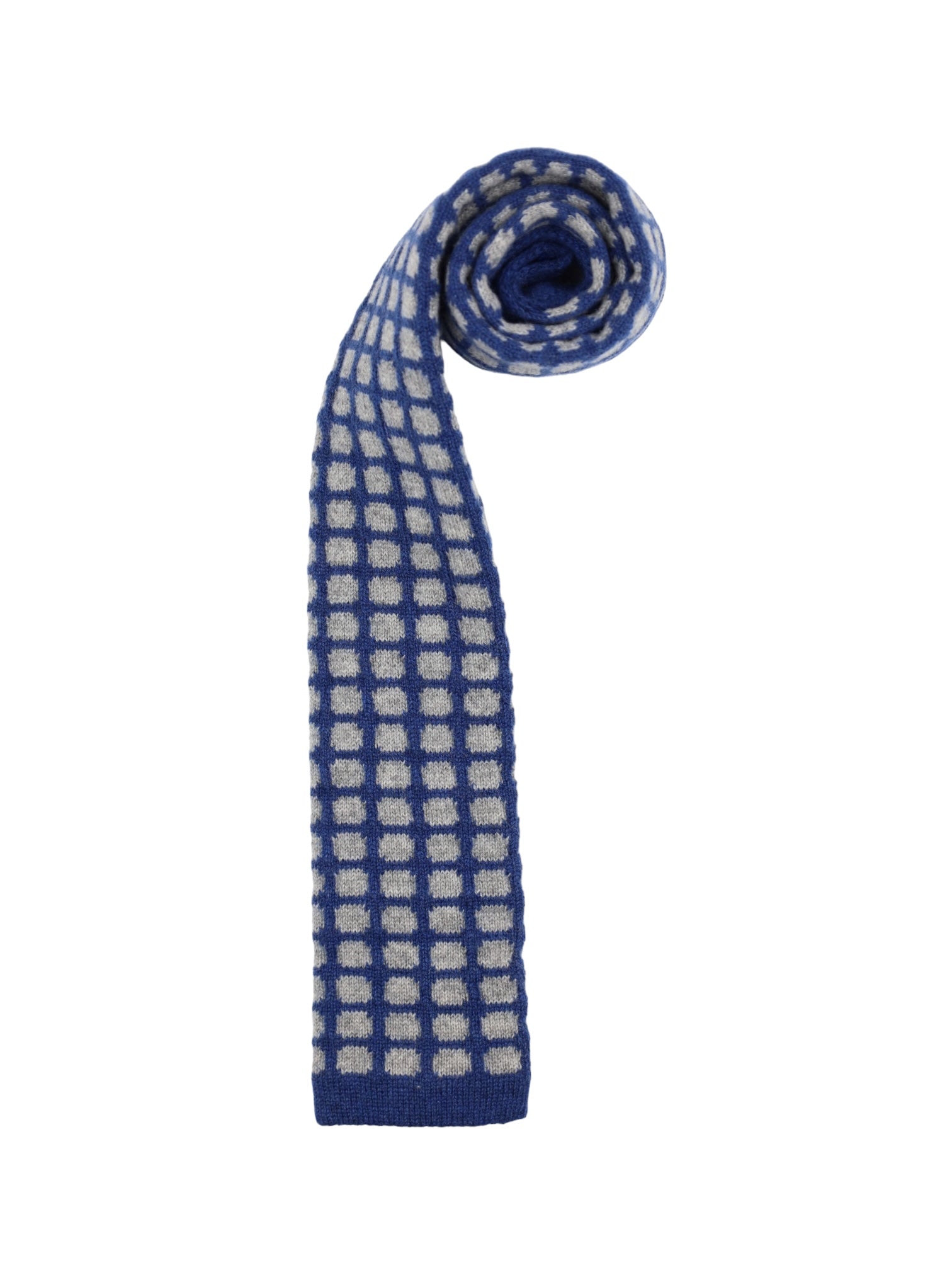 Kiton Blue & Light Grey Geometric Knitted Cashmere Tie