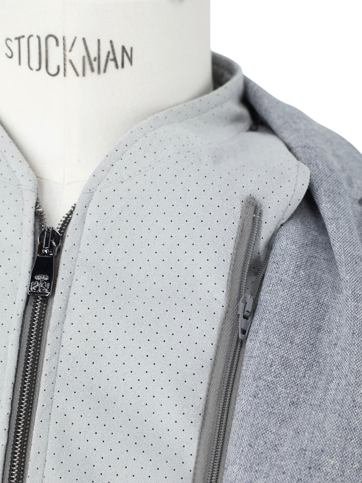 Corneliani Grey Pure Silk & Suede-Front Vespa Jacket
