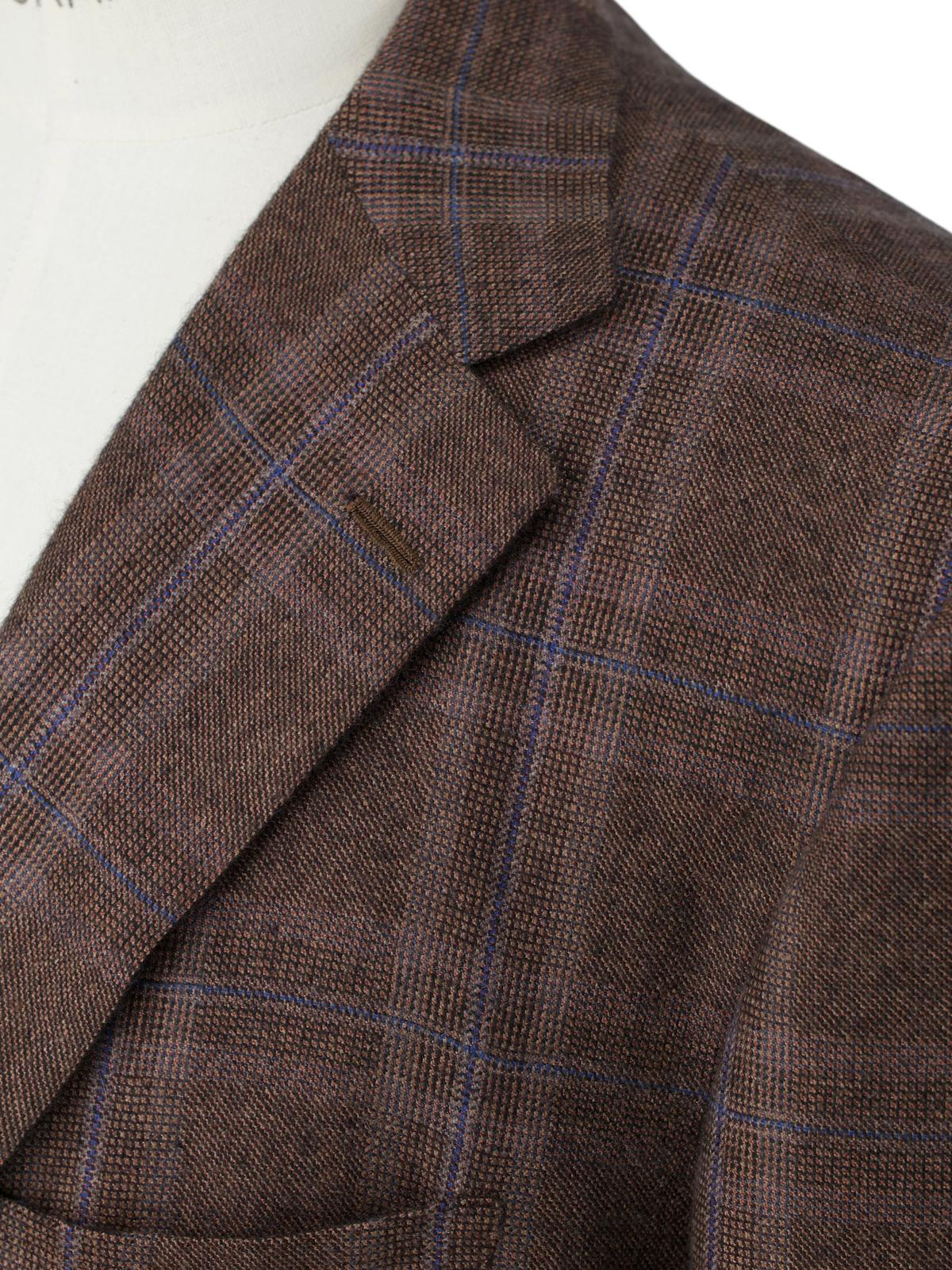 Kiton Brown & Blue Pure Cashmere Windowpane Winter Jacket