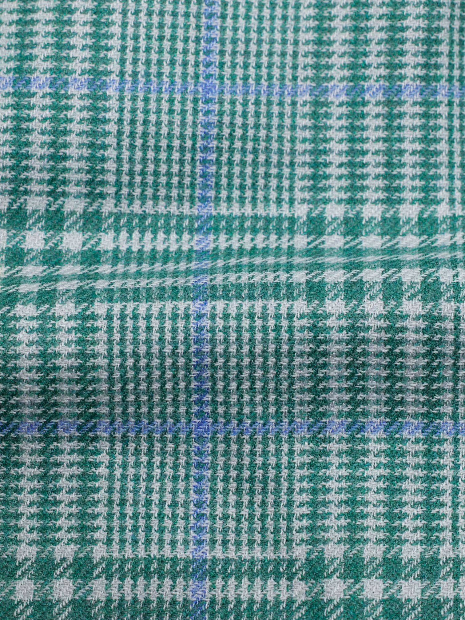 Cesare Attolini Light Green & Blue Cashmere-Silk Glenplaid Jacket