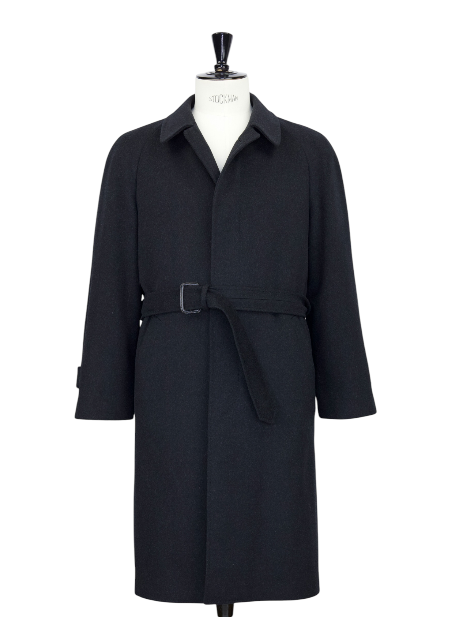 Corneliani Charcoal Wool & Cashmere Belted Carcoat