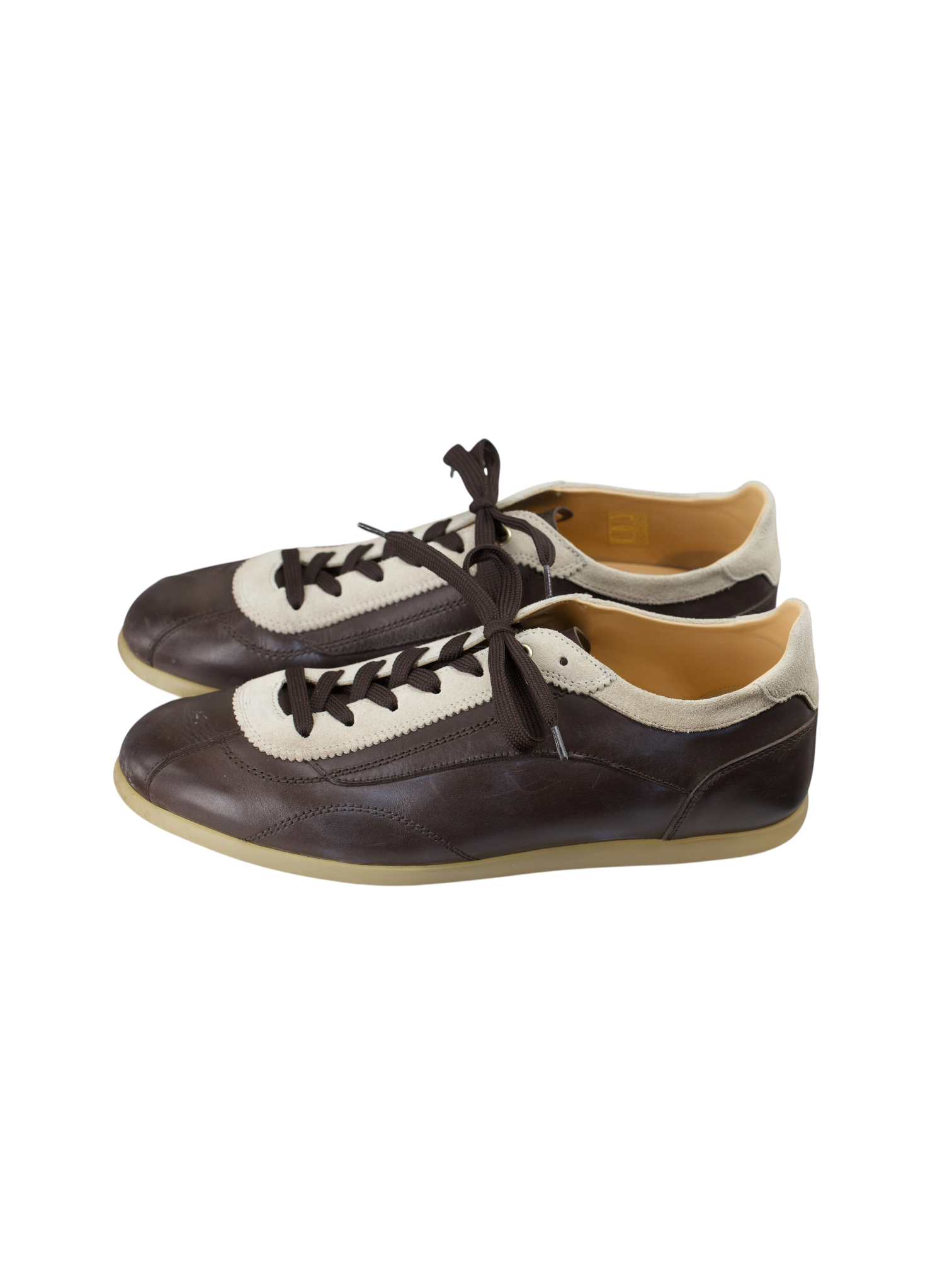 Brunello Cucinelli Dark Brown Leather Tennis-Style Sneakers