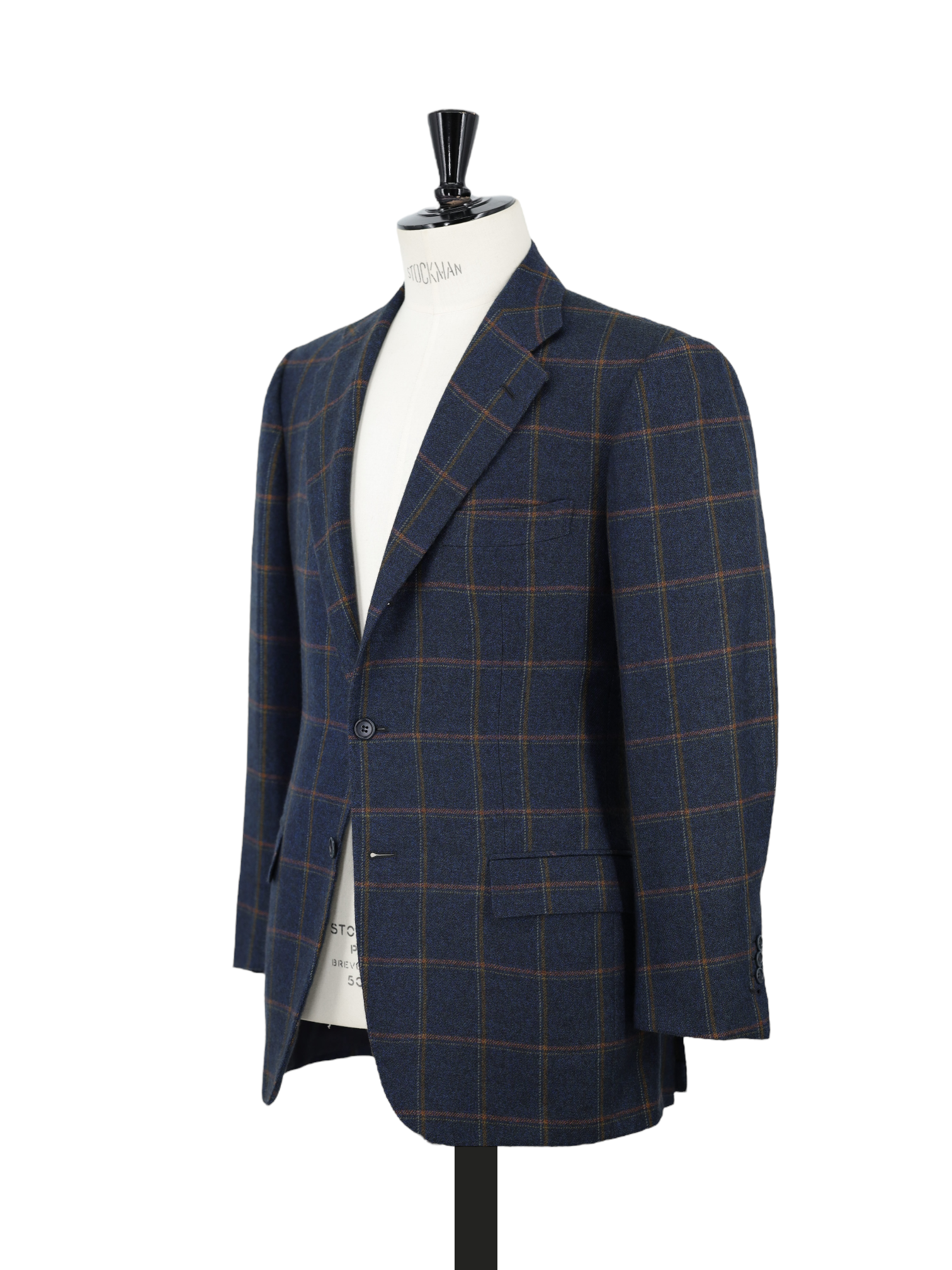 Kiton Dark Teal & Orange Pure Cashmere Windowpane Jacket