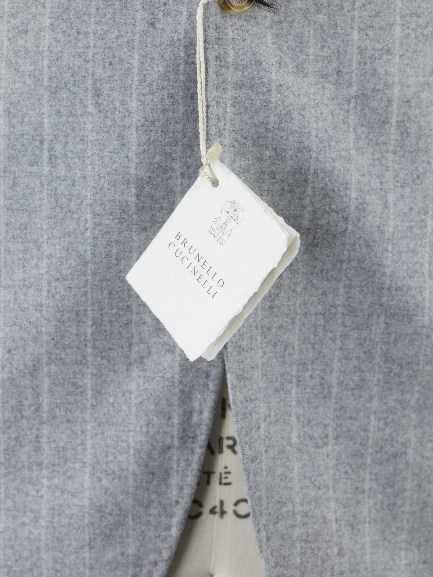 Brunello Cucinelli Light Grey Wool, Cashmere & Silk Flannel Chalkstripe Suit