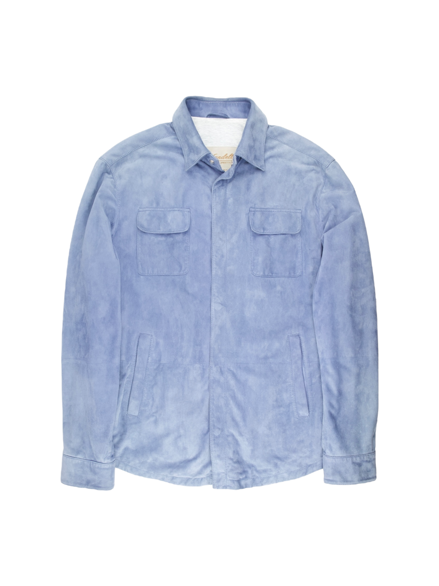 Mandelli Light Blue Goatskin Suede Overshirt Jacket
