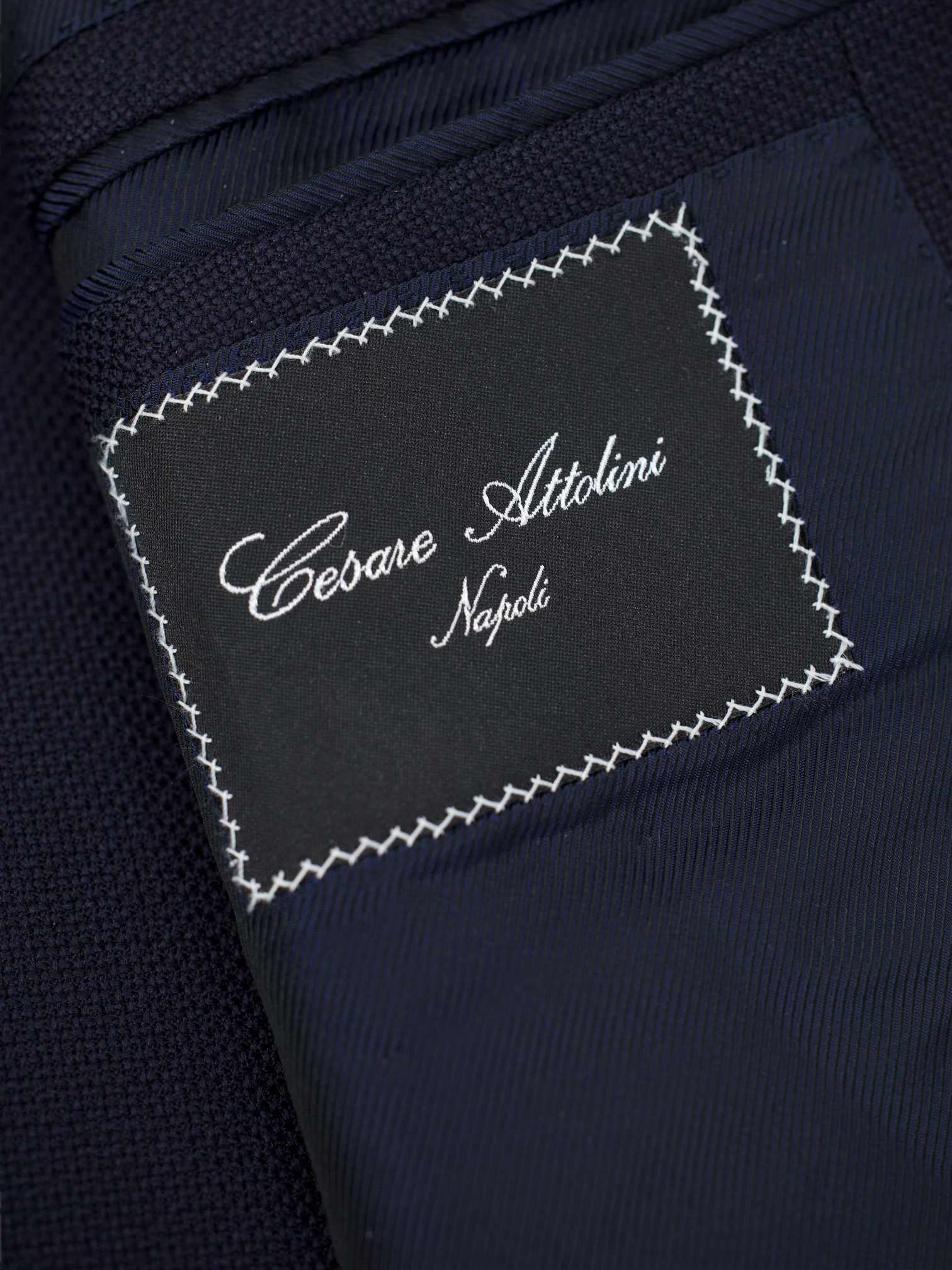 Cesare Attolini Navy Wool & Cashmere Micro-Structure Jacket