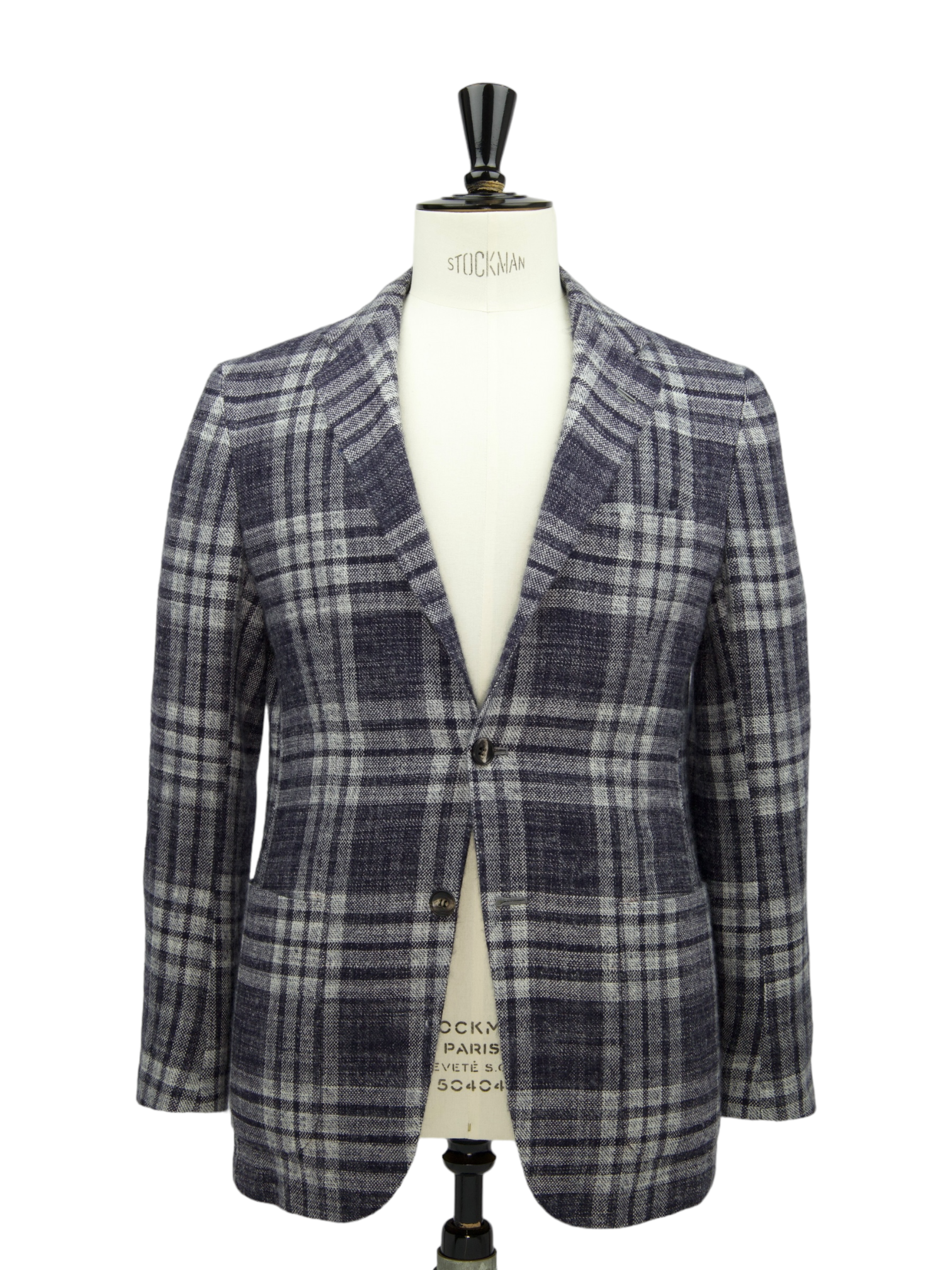 Blue Check Kiton Giacca Kiton Indigo Blue Cashmere Silk Tartan