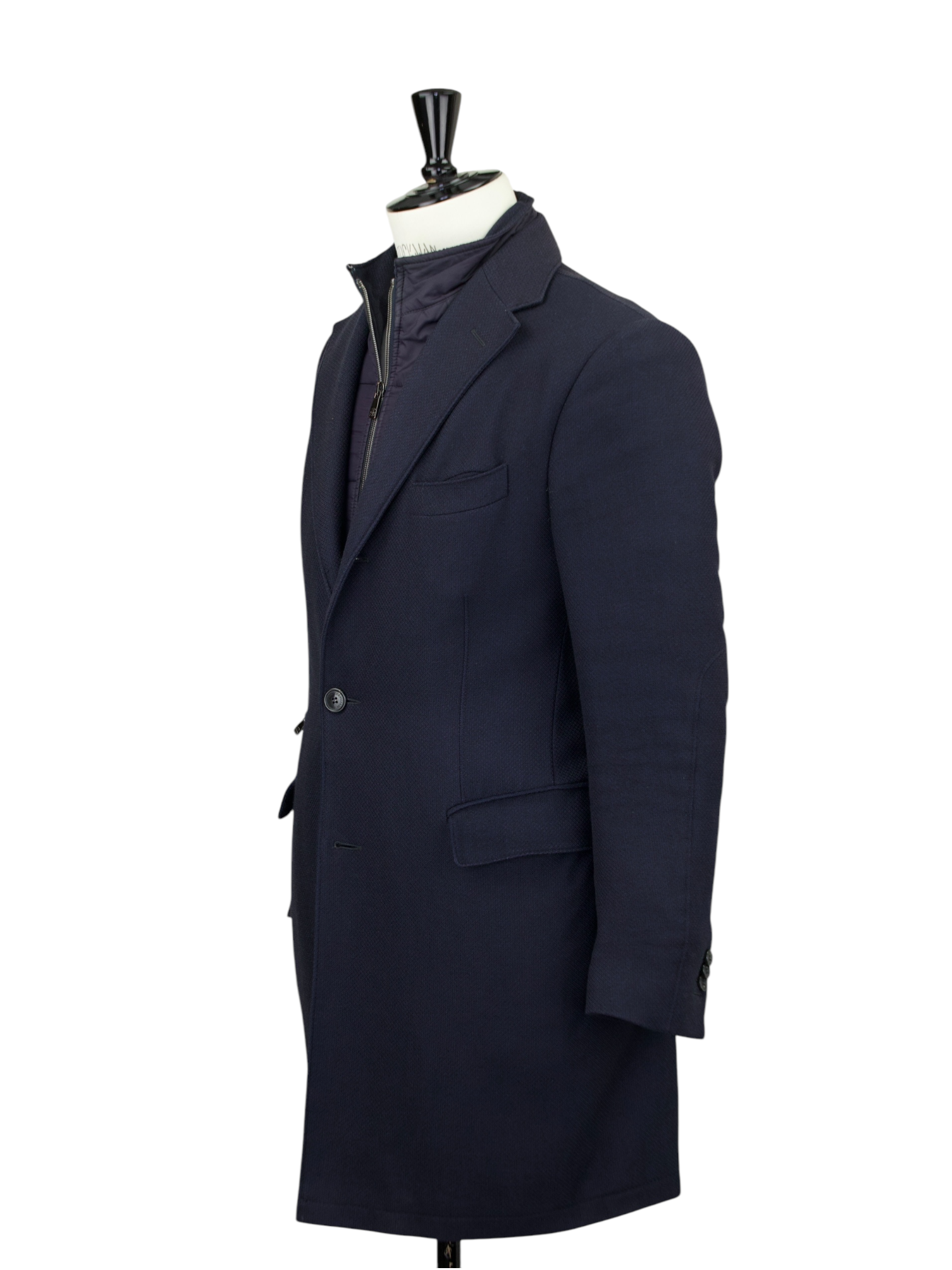 Corneliani ID Navy Extrafine-Wool Weatherproof Overcoat