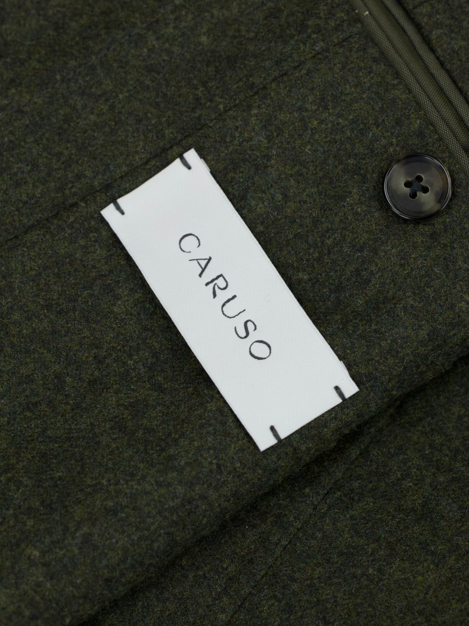 Caruso Olive Green Wool & Cashmere Flannel Aida Jacket