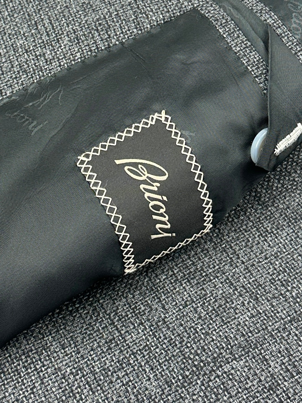 Brioni Grey Basket Weave Wool & Silk Jacket