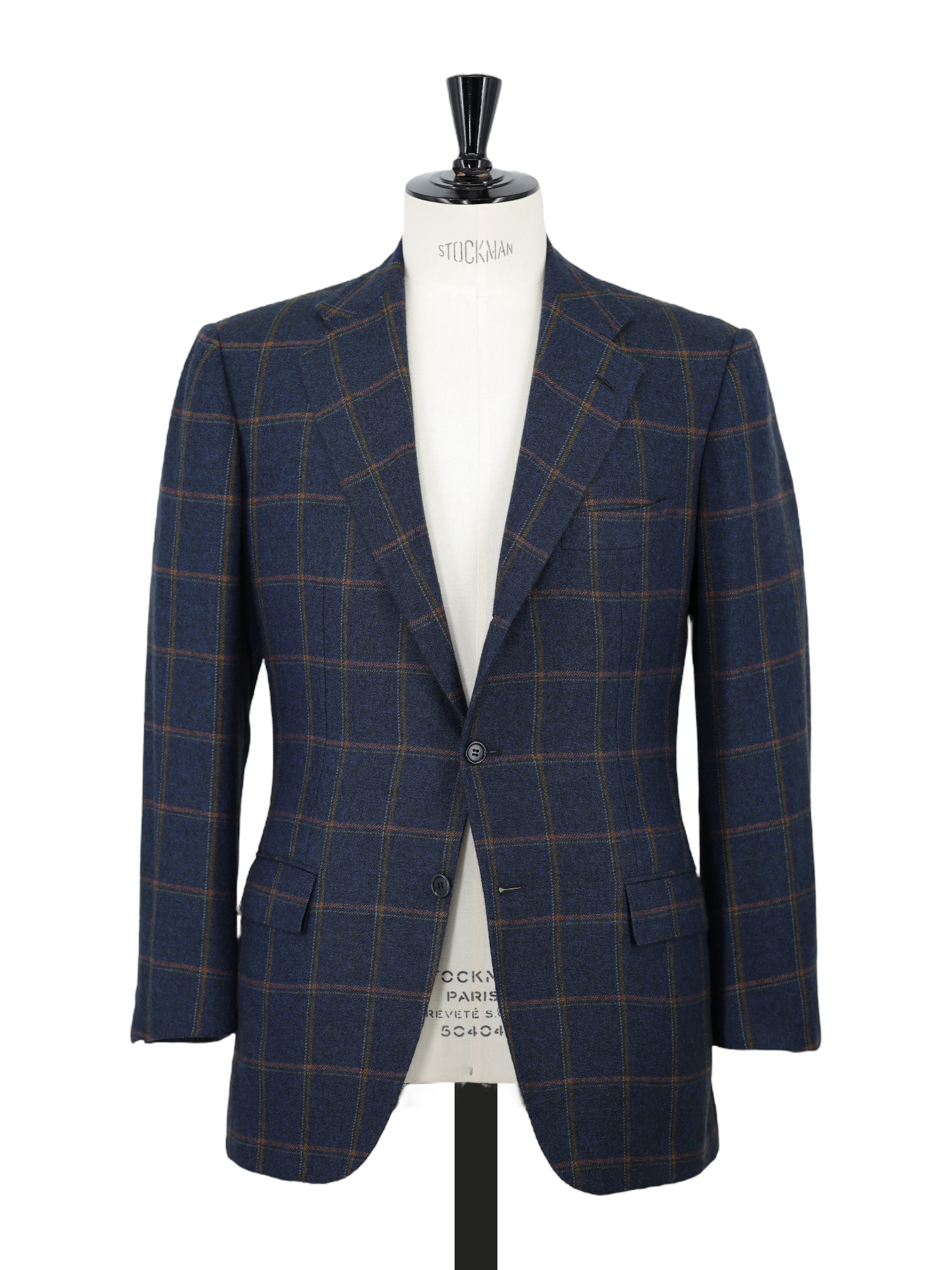 Kiton Dark Teal & Orange Pure Cashmere Windowpane Jacket