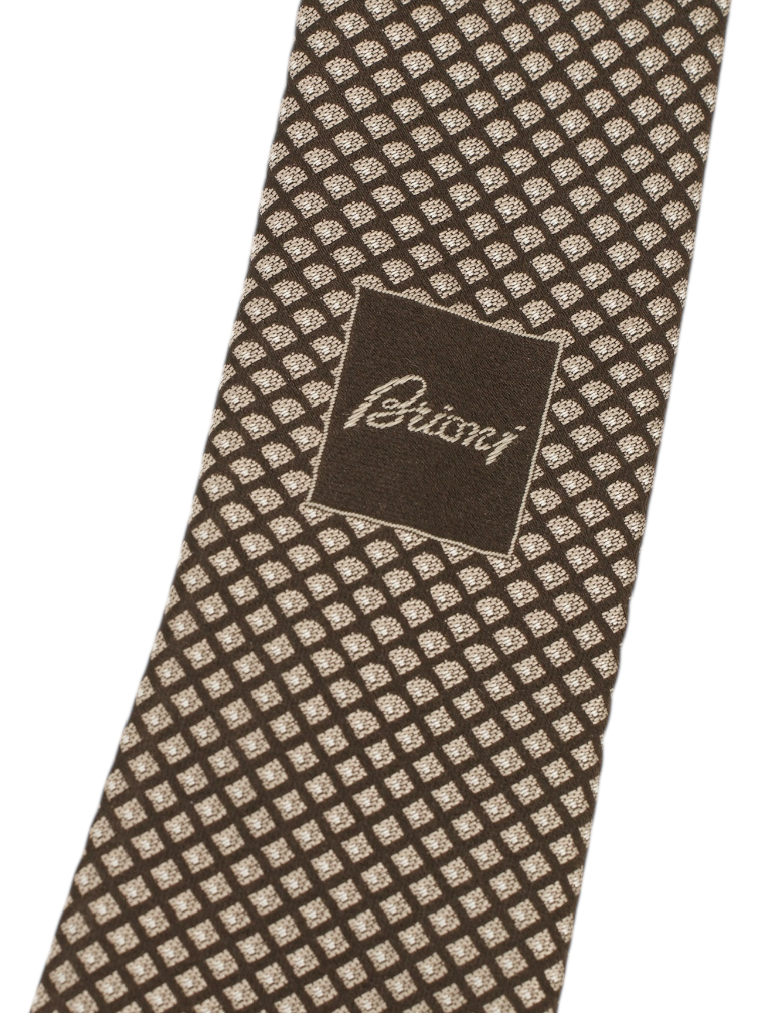 Brioni Warm Taupe & Light Brown Silk Geometric Tie