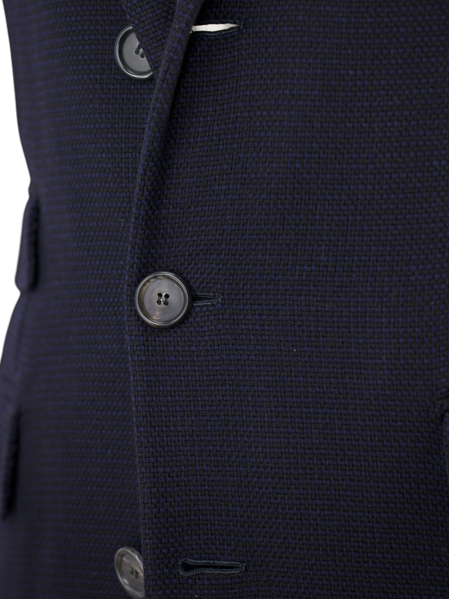 Cesare Attolini Navy Pure Cashmere Bicolor Micro-Pattern Covert Coat