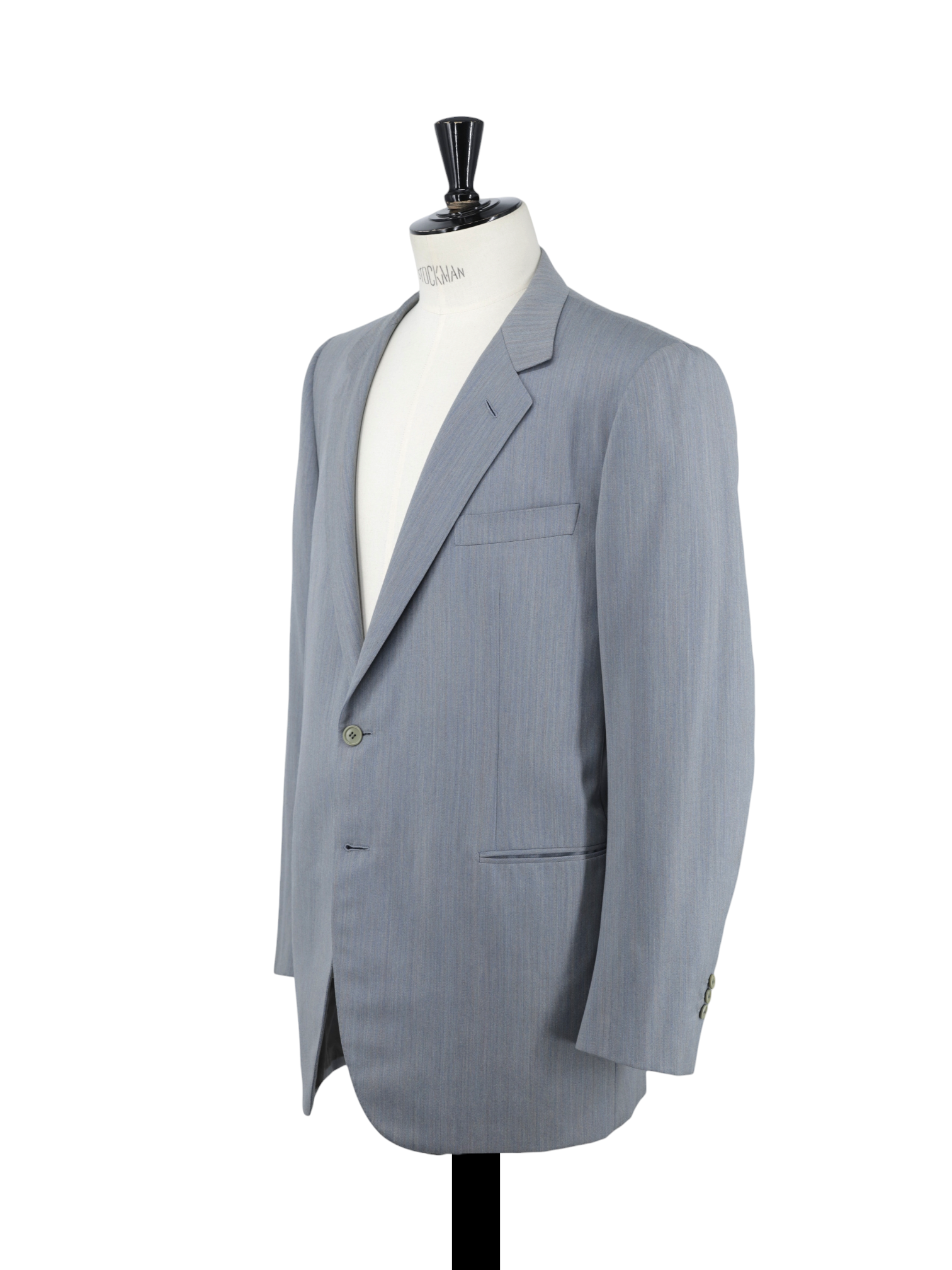 Brioni Light Grey & Blue Wool Iridescent-Herringbone Roman-Style Suit
