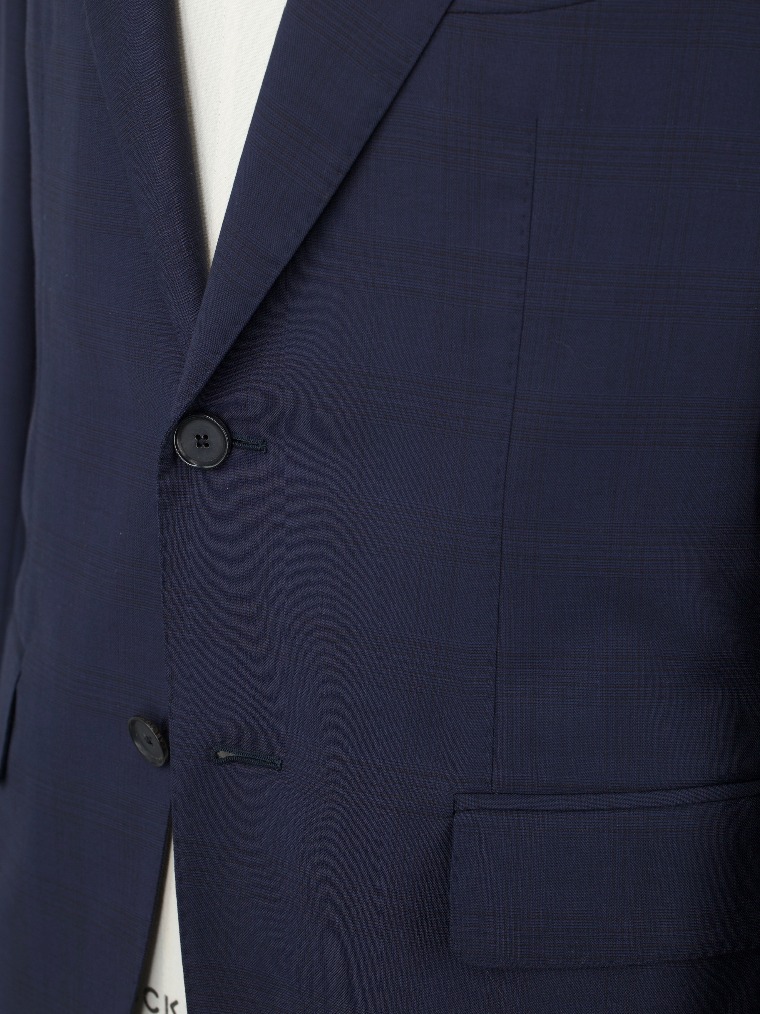 Caruso Dark Blue Fine-Wool Checkered Aida Suit