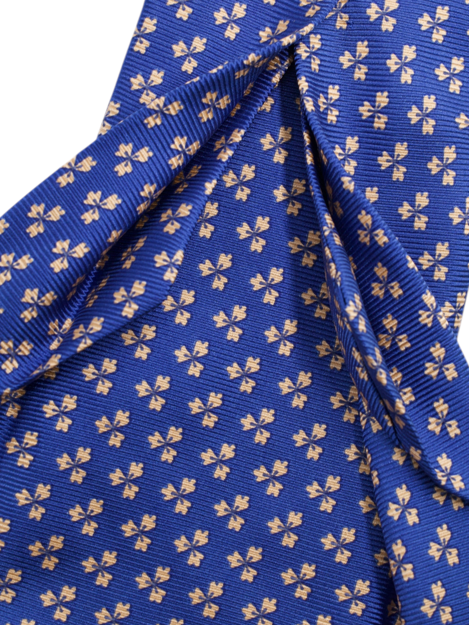 Luigi Borrelli 5-Fold Royal Blue & Pastel Orange Silk Clover Pattern Tie