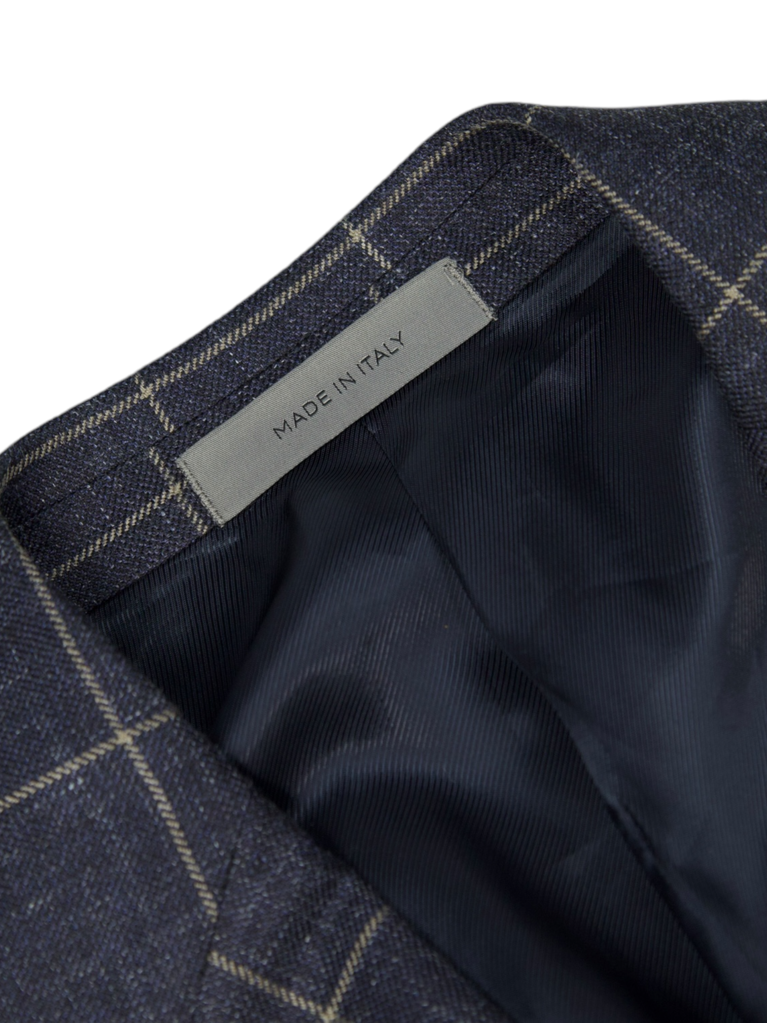 Corneliani Dark Blue Wool, Silk & Linen Windowpane Jacket