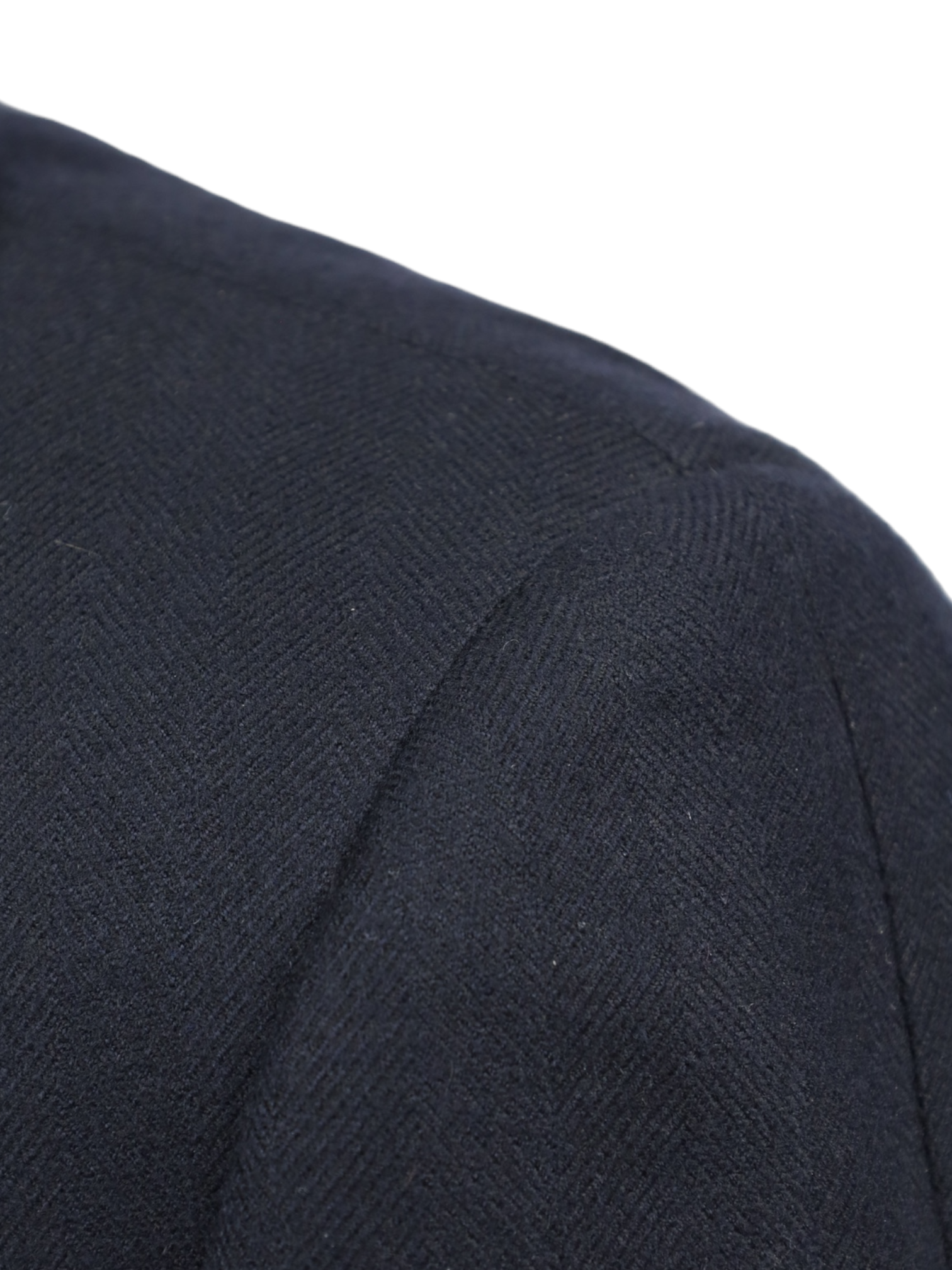 Caruso Navy Wool & Cashmere Herringbone Polo Coat