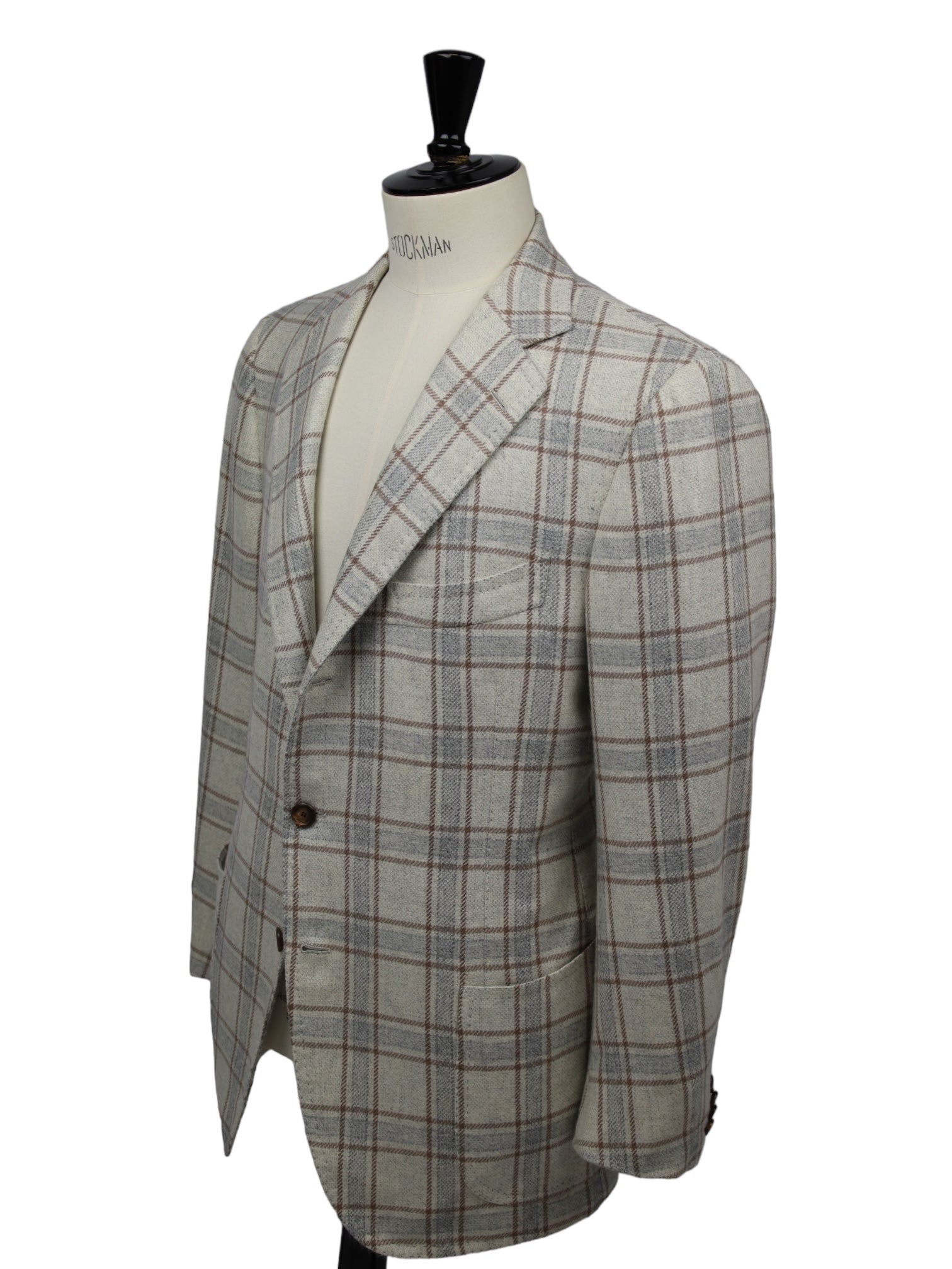 Cesare Attolini beige geruit kasjmierjack