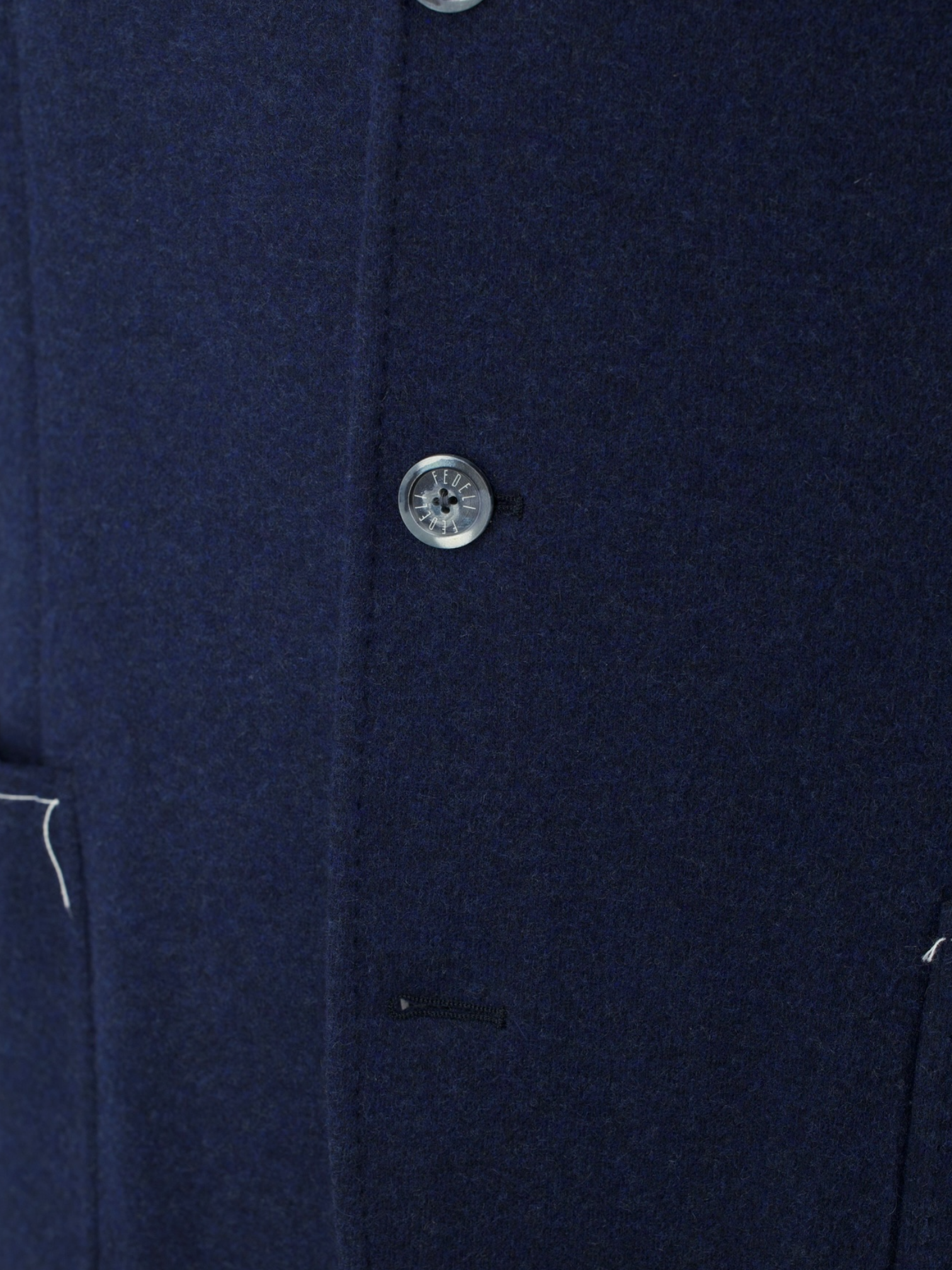 Fedeli Dark Blue Pure Cashmere Tubular-Collar "Damon" Jacket