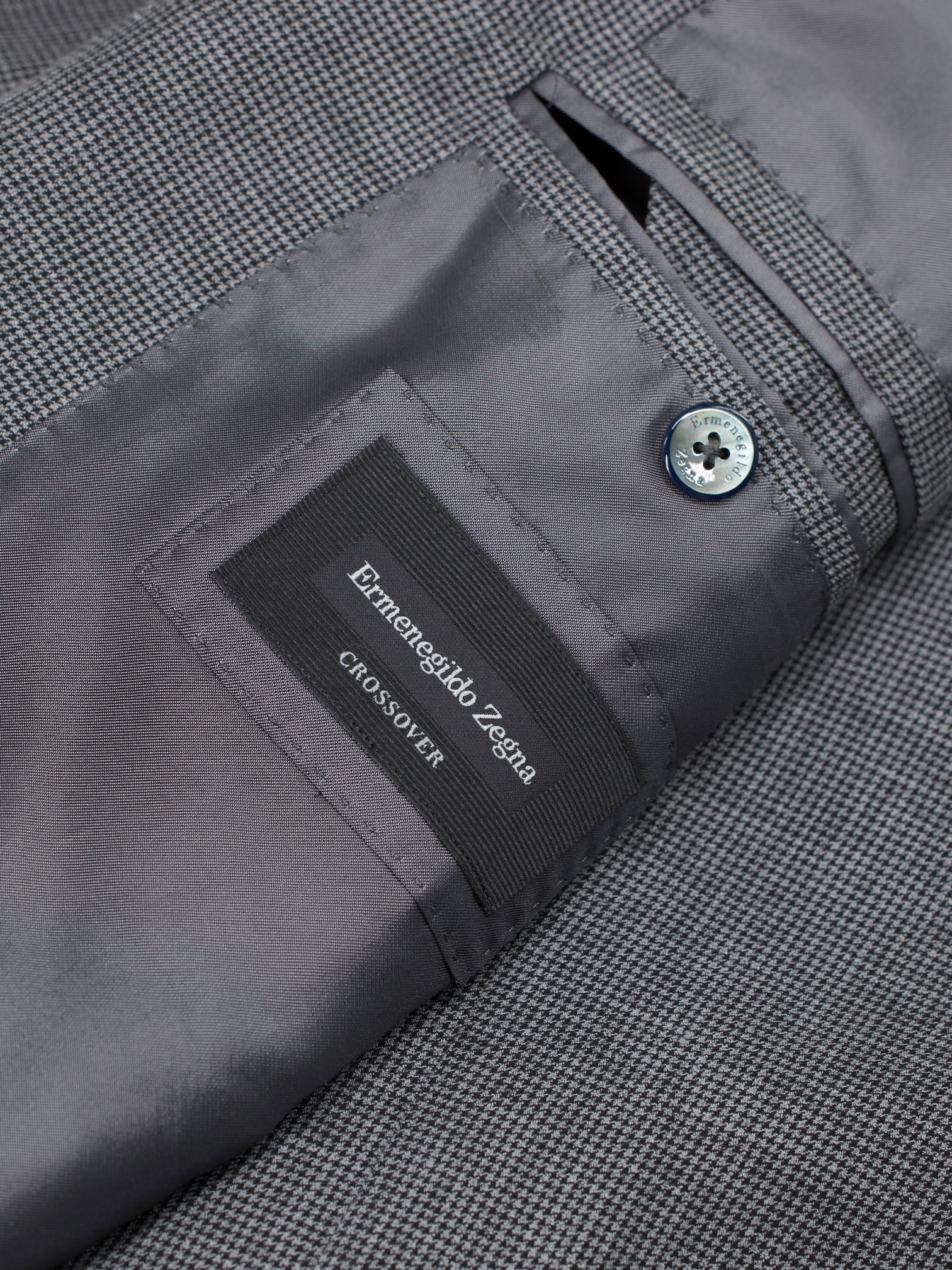 Ermenegildo Zegna Taupe Linen, Wool & Silk "Crossover" Puppytooth Milano East Suit