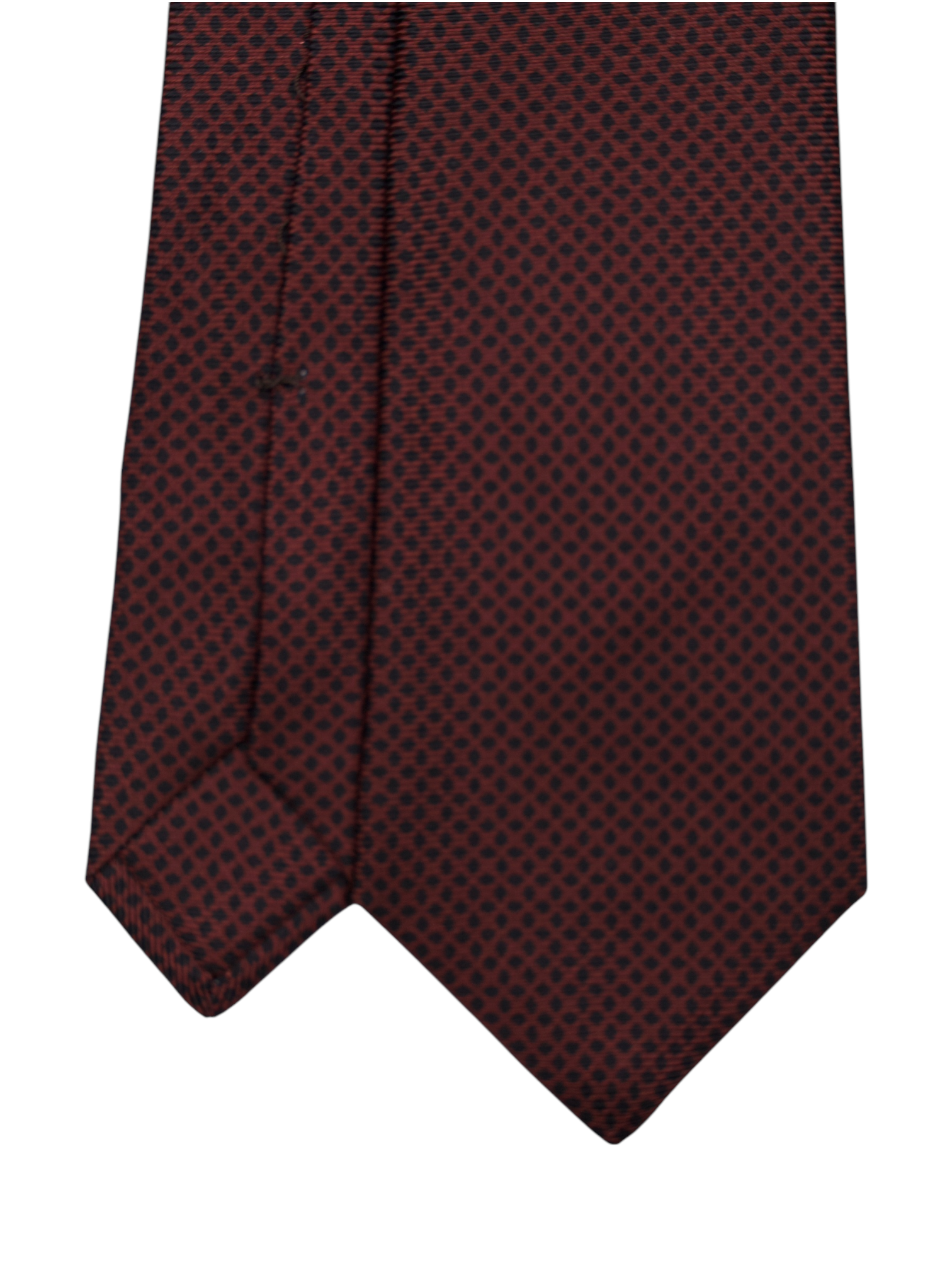 Kiton 5-Fold Burgundy & Black Silk Geometric Pattern Tie