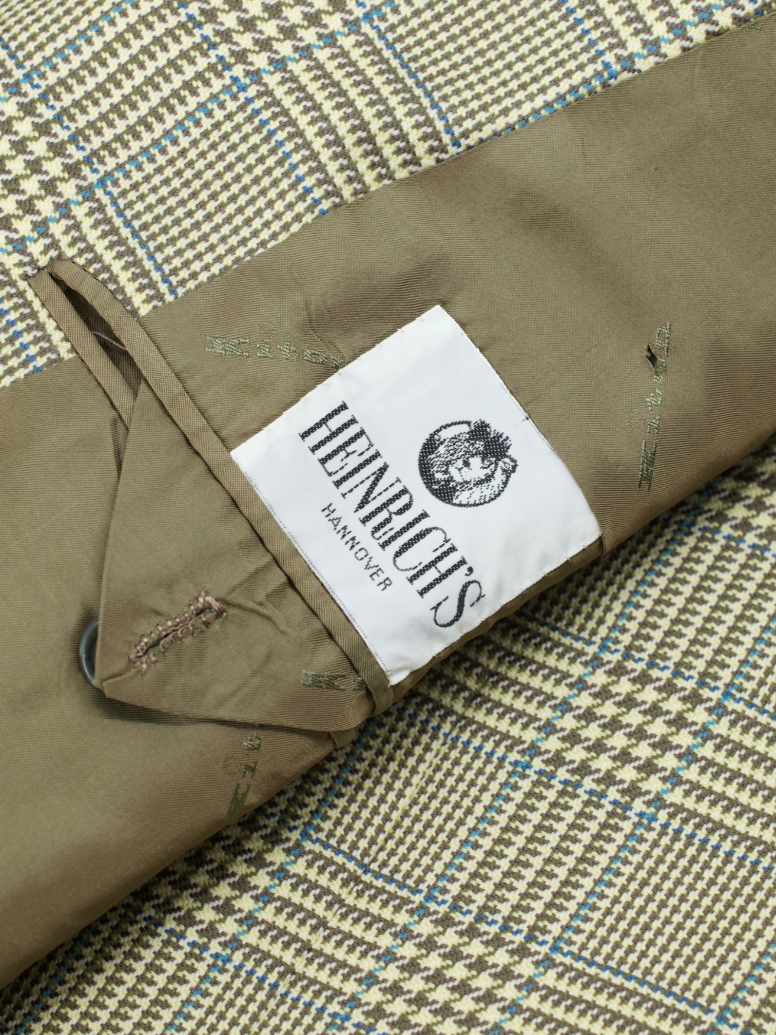 Kiton Moss Green & Light Blue Pure Wool Prince of Wales Jacket